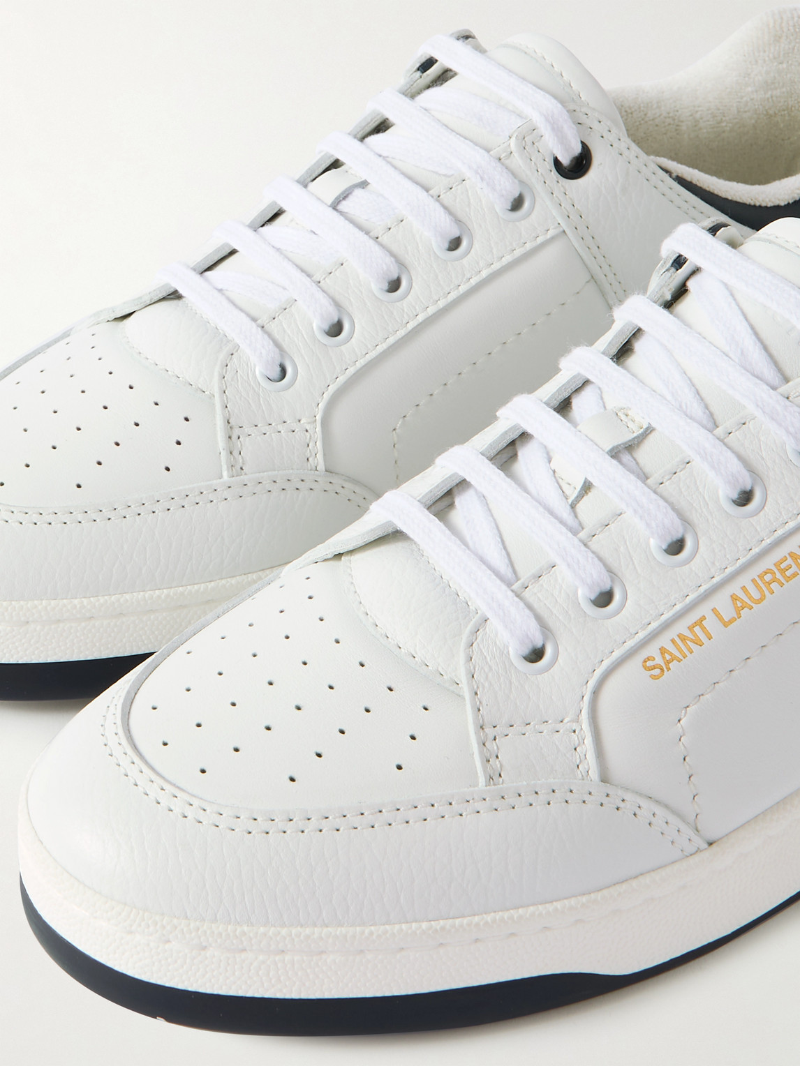 Saint Laurent Low-top Sneakers With Contrast Heel Tab In White