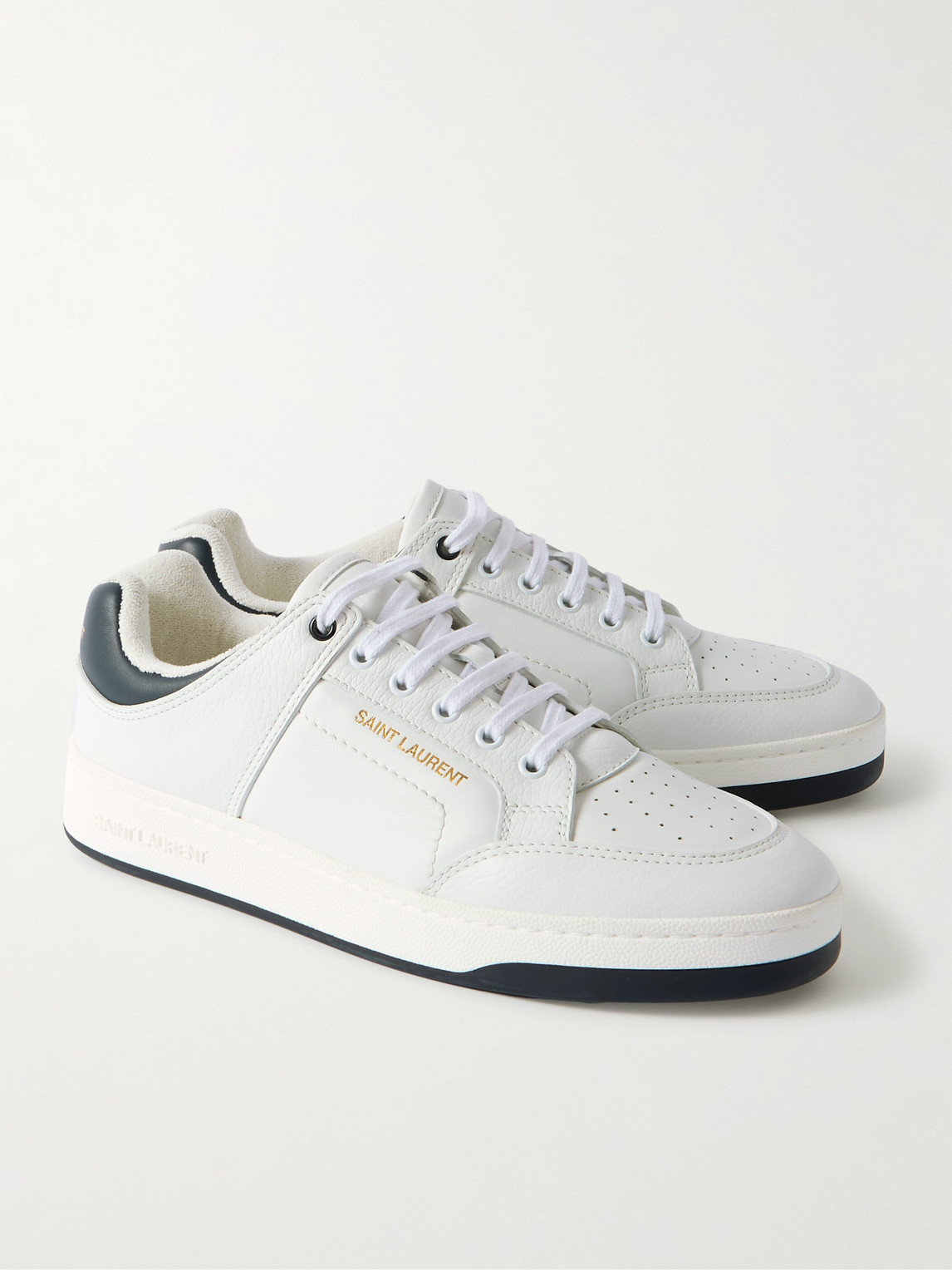 Saint Laurent Low-top Sneakers With Contrast Heel Tab In White