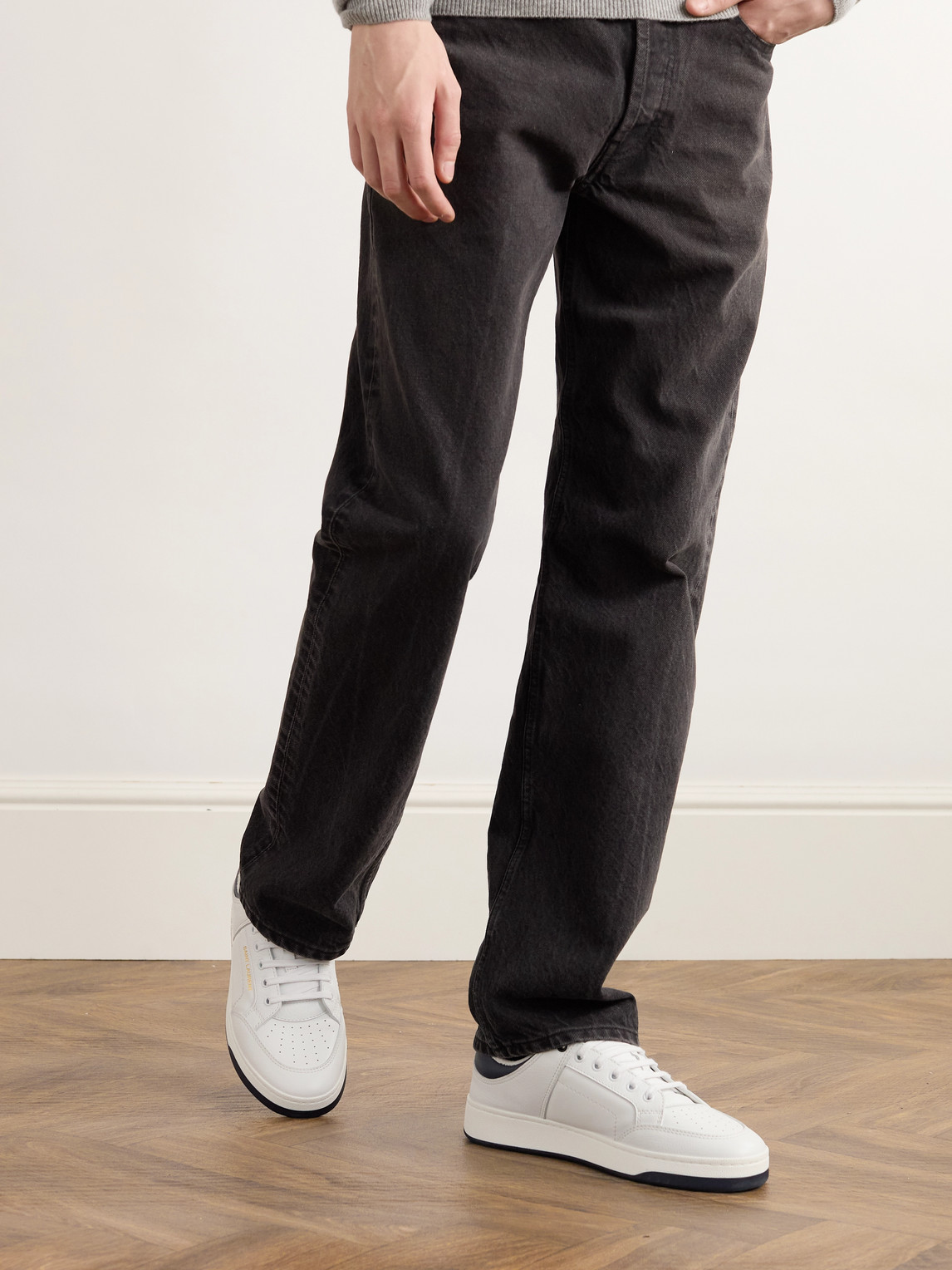 Saint Laurent Low-top Sneakers With Contrast Heel Tab In White