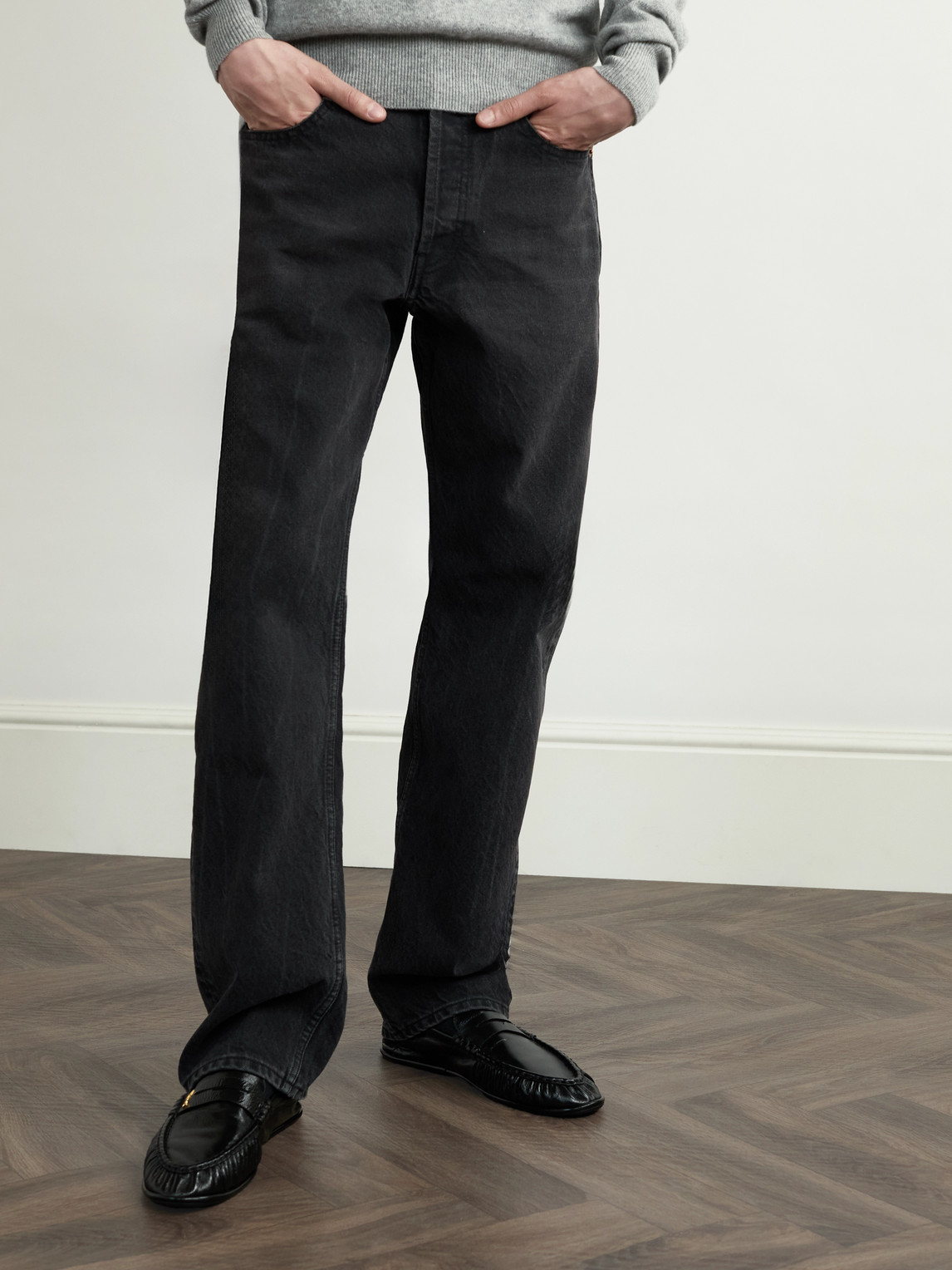 Saint Laurent Logo-embellished Collapsible-heel Leather Penny Loafers In Black