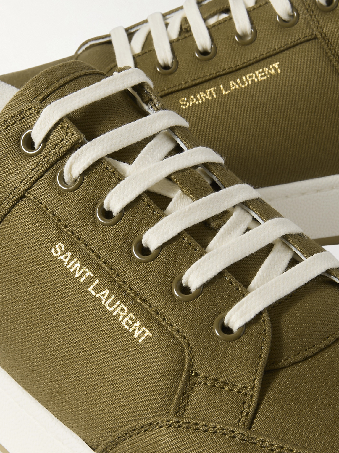 Saint Laurent Sneakers Sl/61 In Gabardine Verde Militare Uomo In Green