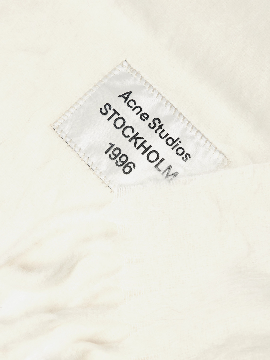 Shop Acne Studios Viper Logo-appliquèd Fringed Alpaca-blend Scarf In White