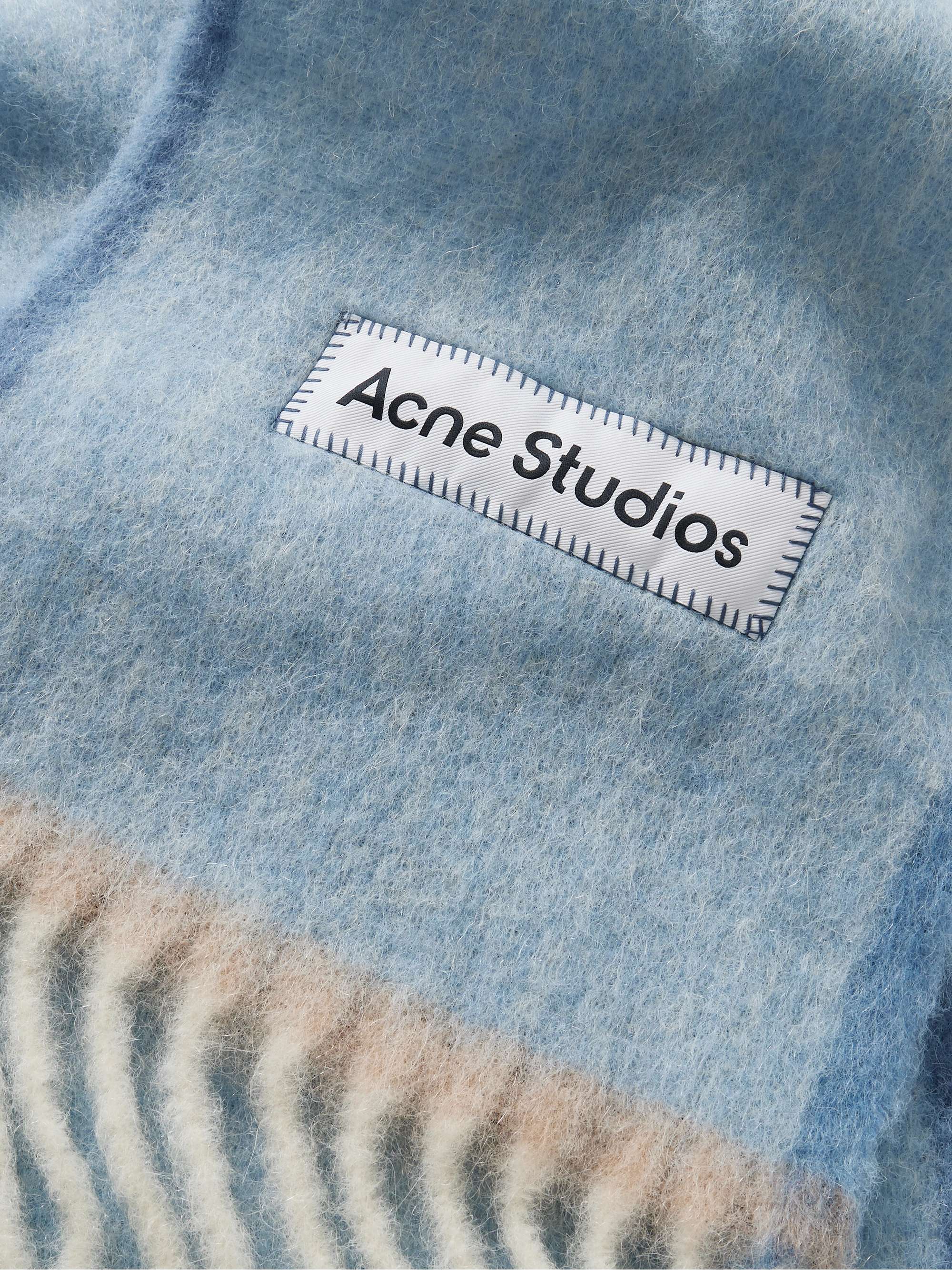 ACNE STUDIOS Vally Logo-Appliquéd Fringed Knitted Scarf for