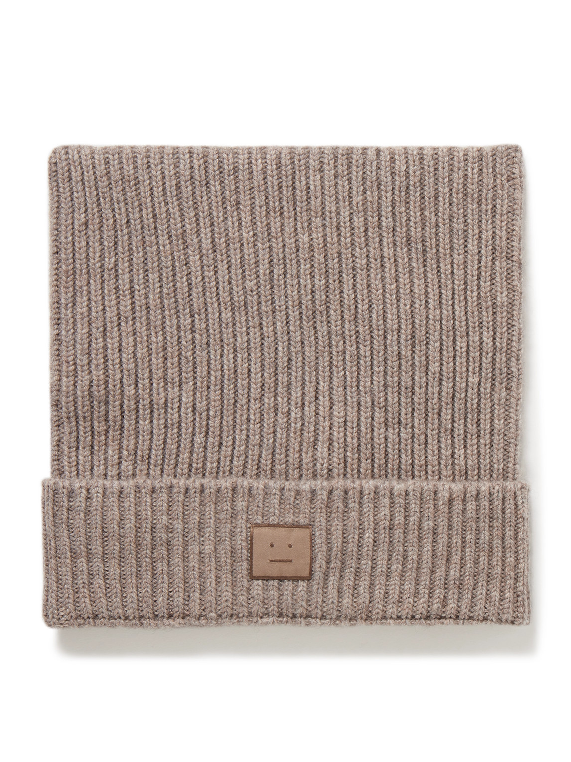Acne Studios Kua Logo-appliquéd Ribbed Wool And Yak-blend Beanie In Neutral