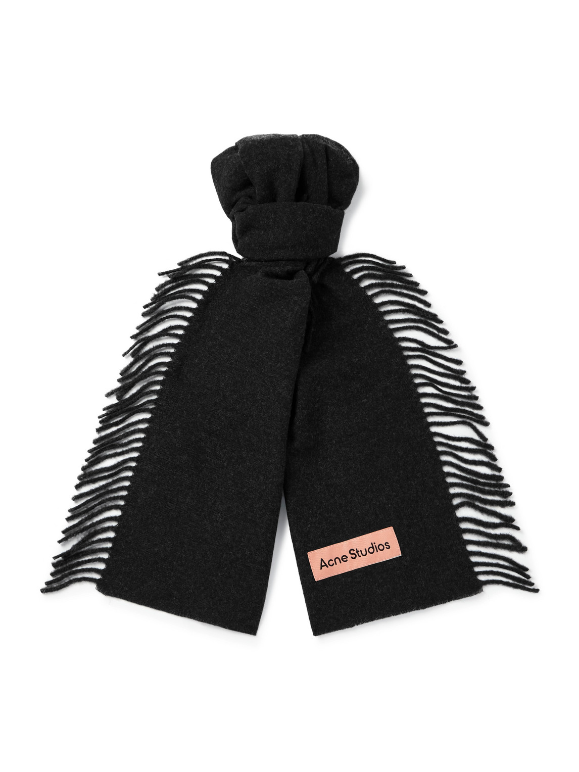 Acne Studios Canada Cancan Logo-appliquéd Fringed Wool Scarf In Black