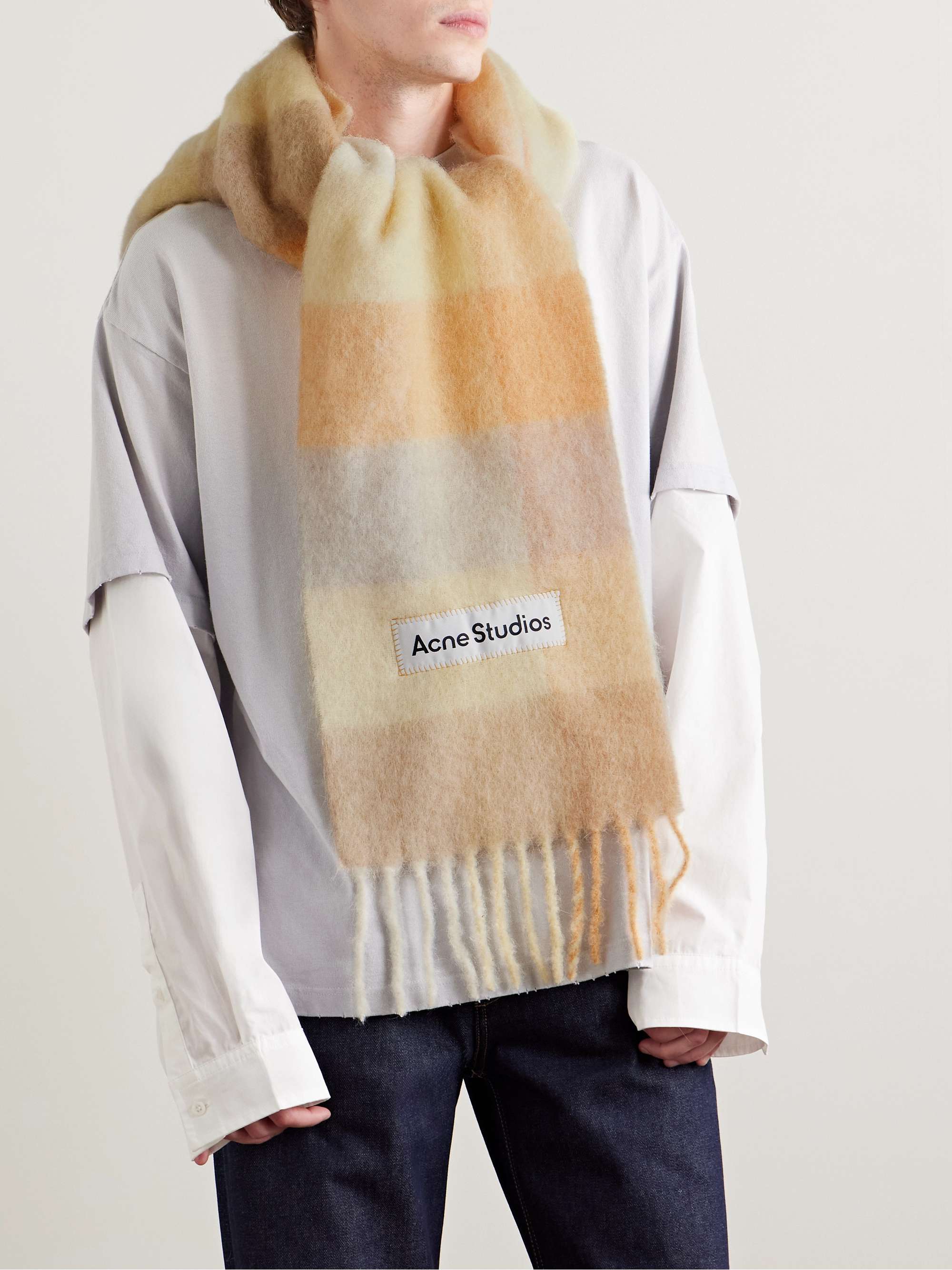 ACNE STUDIOS Vally Strickschal mit Karomuster und Fransen