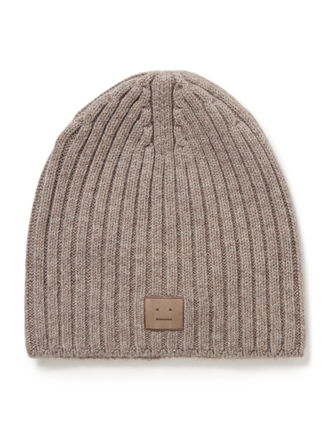 Acne Studios Kubi Logo-appliquéd Ribbed Wool And Yak-blend Beanie In Neutrals