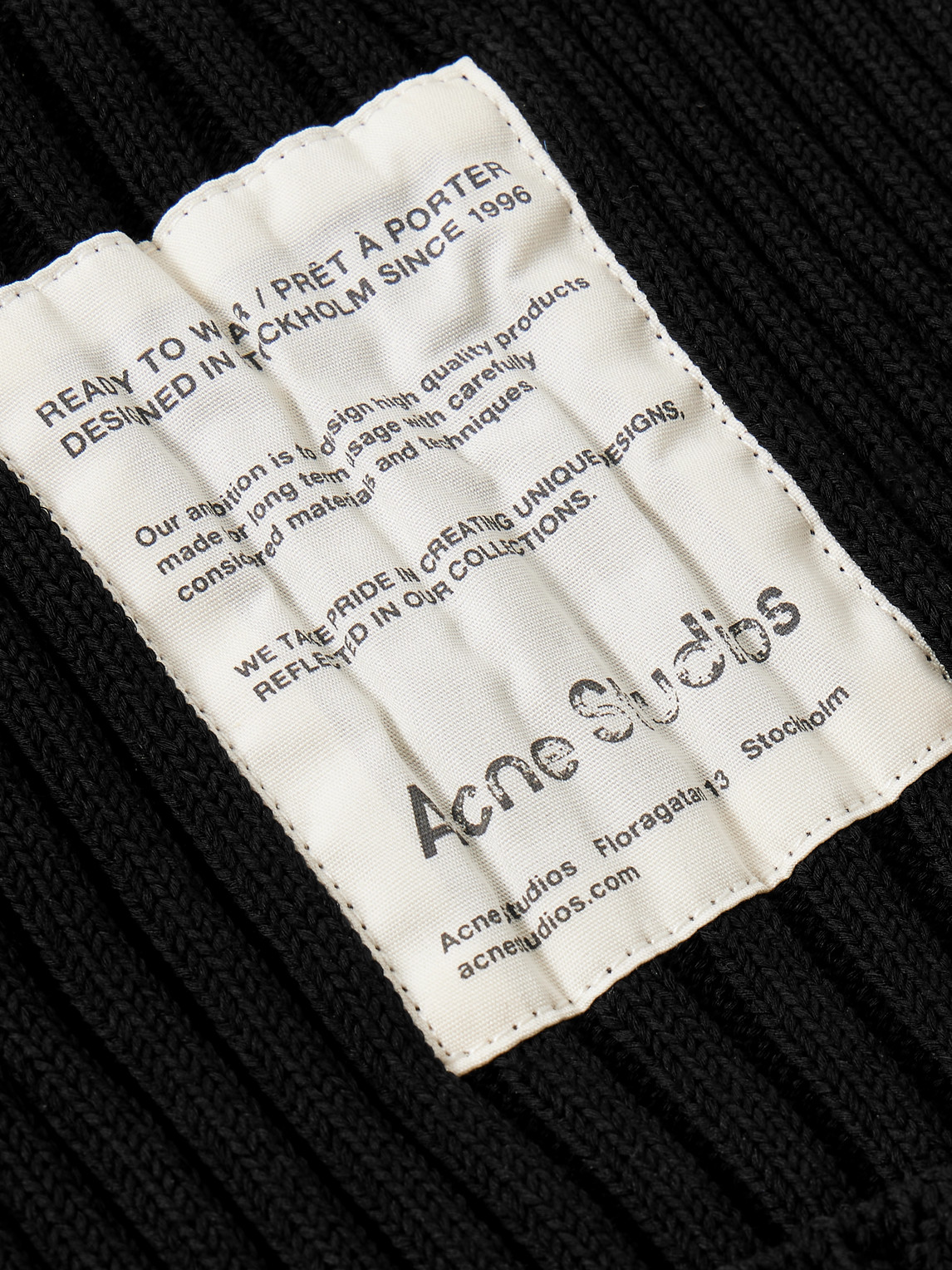 Acne Studios Ribbed Square Beanie In Black