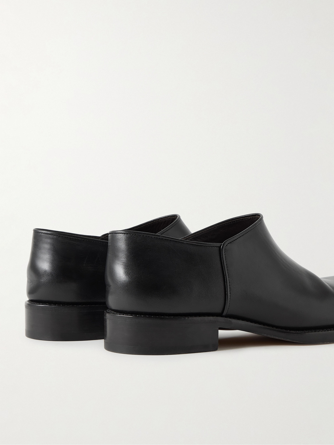 The Row Nobilis Leather Slip-on Shoes In Black