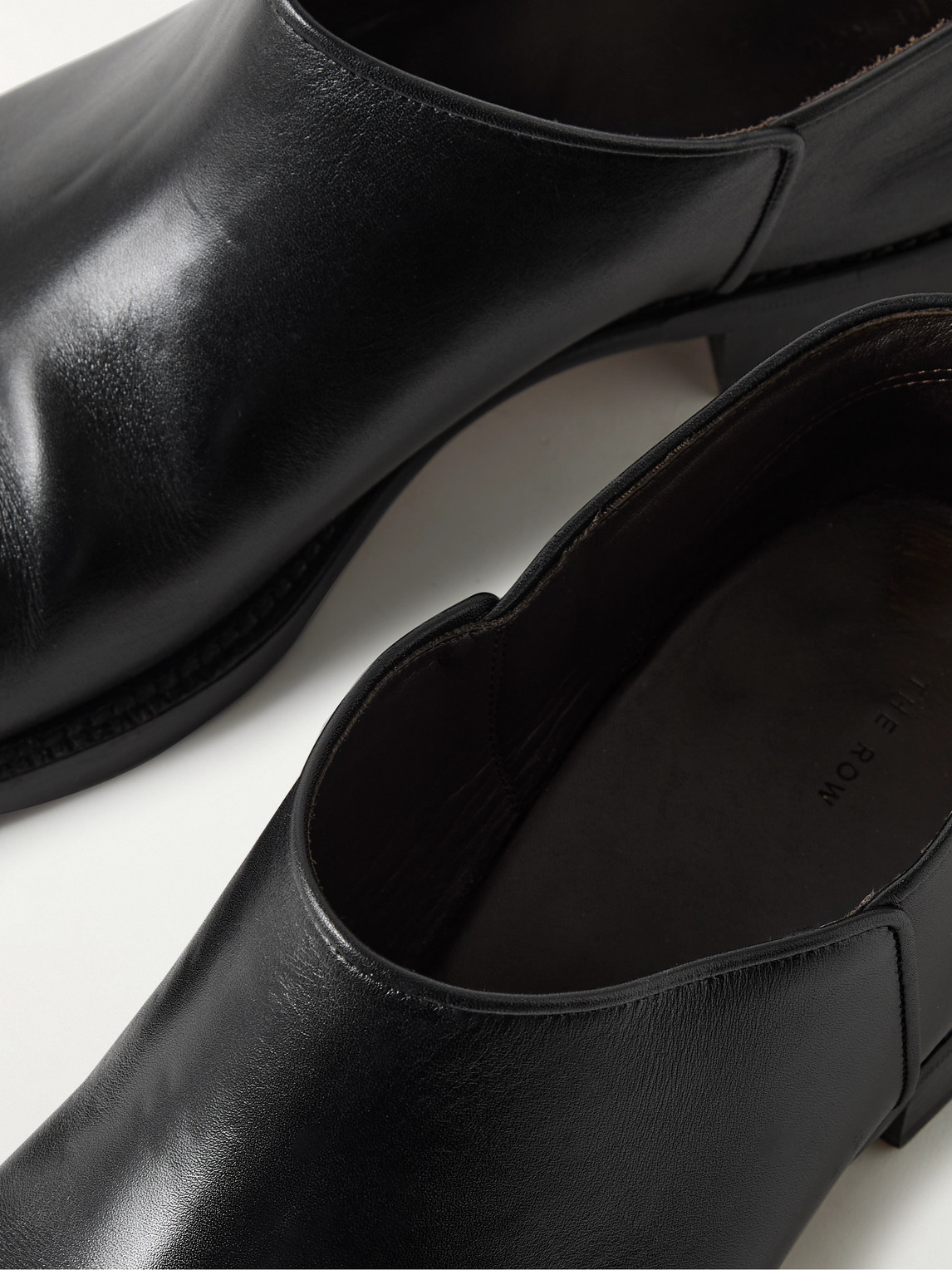 The Row Nobilis Leather Slip-on Shoes In Black