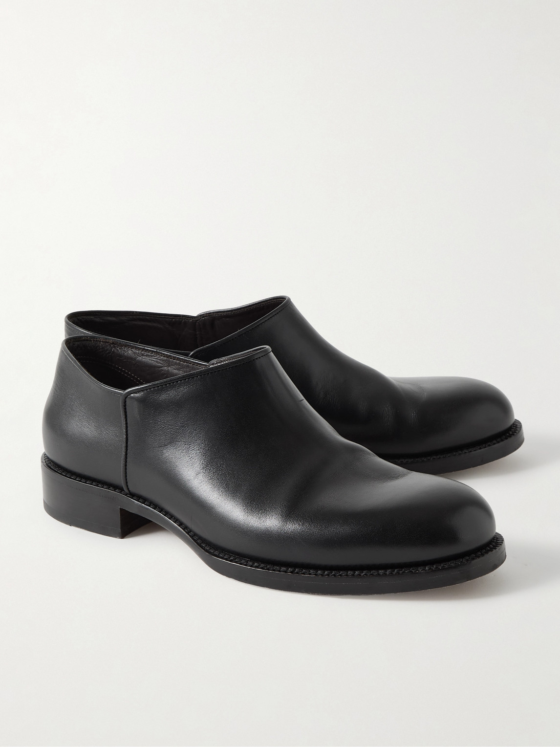 The Row Nobilis Leather Slip-on Shoes In Black