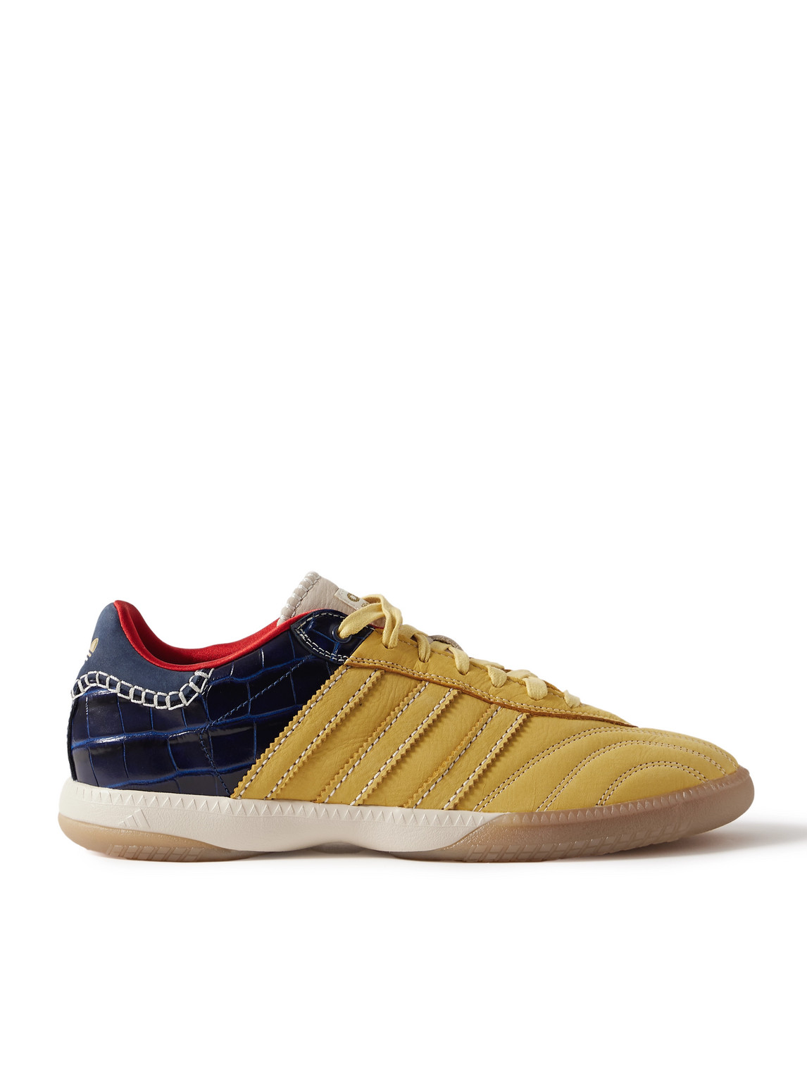 Wales Bonner Samba Millennium Panelled Suede and Croc-Effect Leather Sneakers