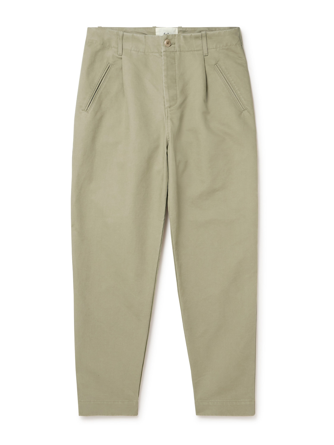 Folk Assembly Straight-leg Pleated Cotton-moleskin Trousers In Neutrals