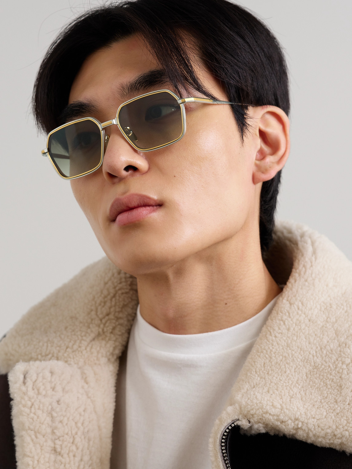 Jacques Marie Mage Admiral Rectangular-frame Titanium Sunglasses In Gold