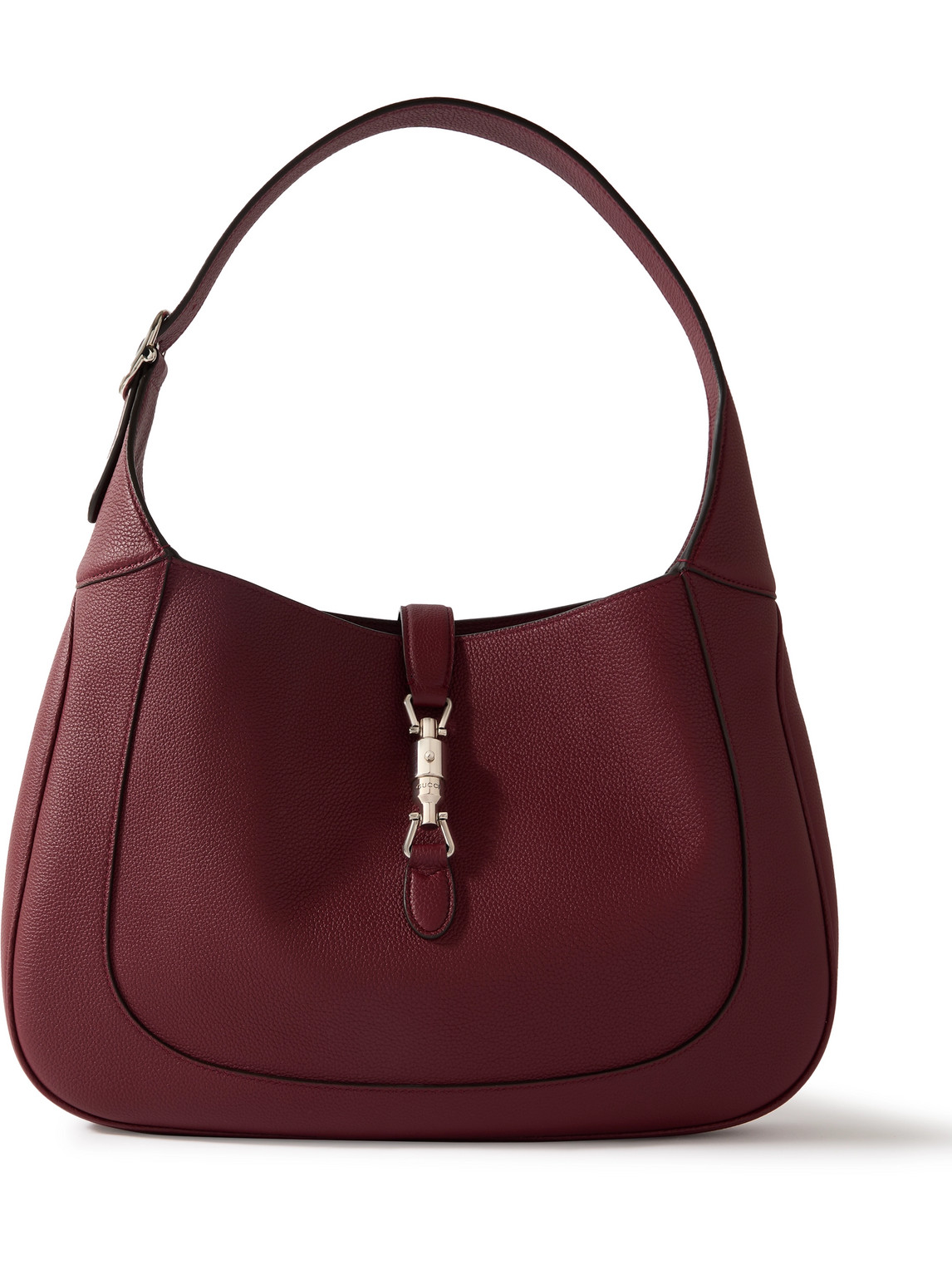 Gucci Jackie Full Grain Leather Messenger Bag Men Burgundy