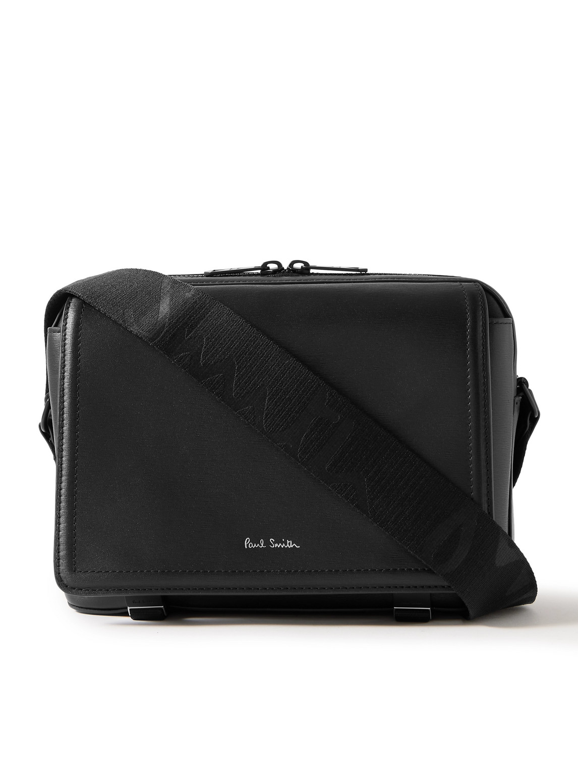 Paul Smith Textured-leather Messenger Bag In Black