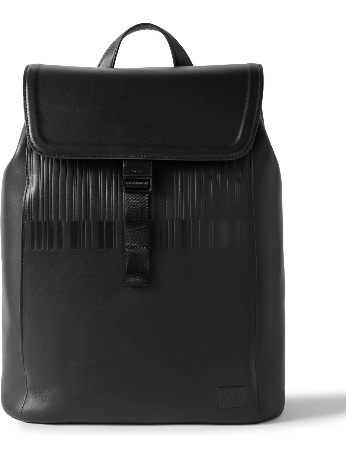 Paul Smith Debossed Leather Backpack In Black