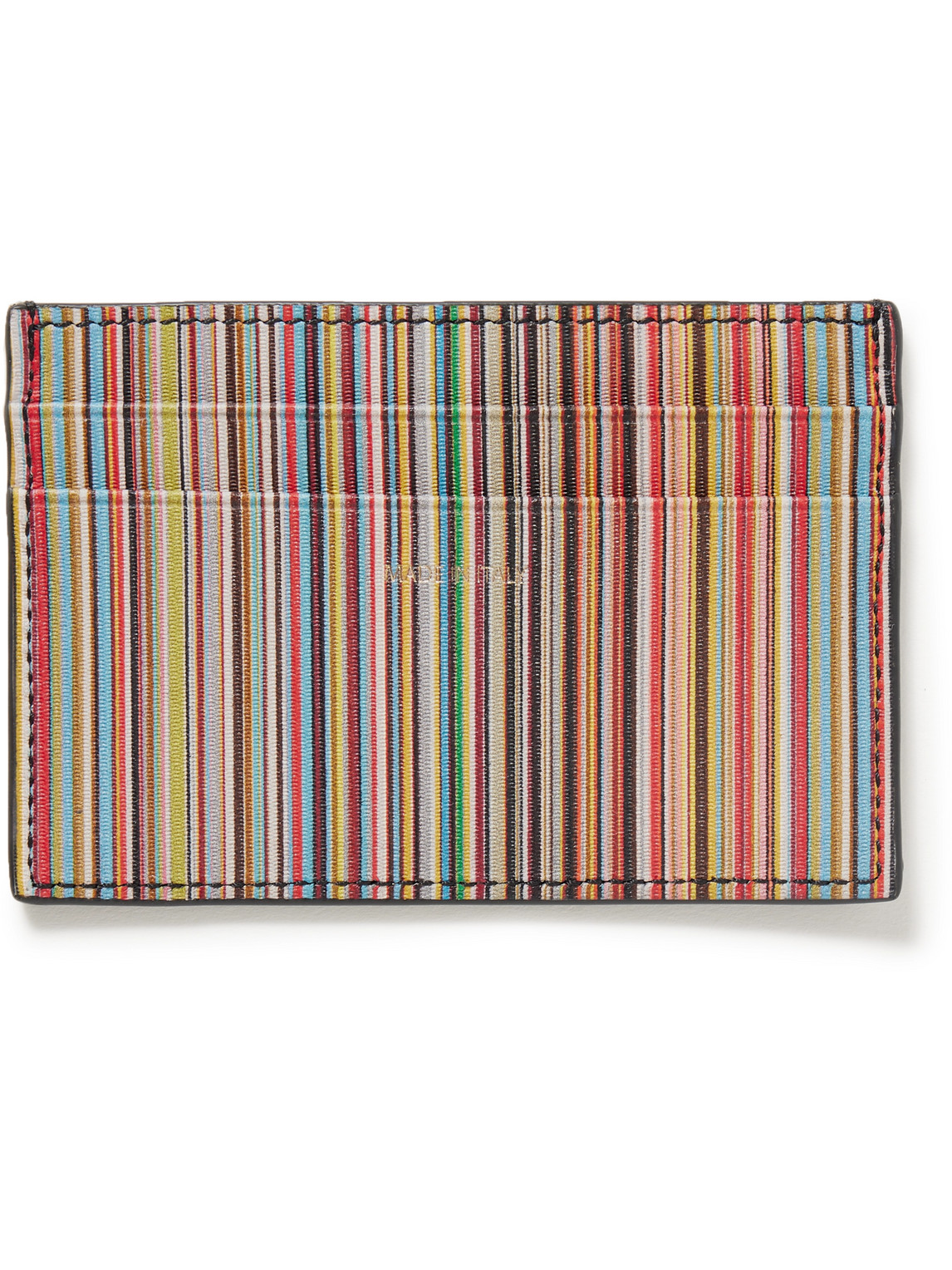 Paul Smith Striped Leather Cardholder In Multi
