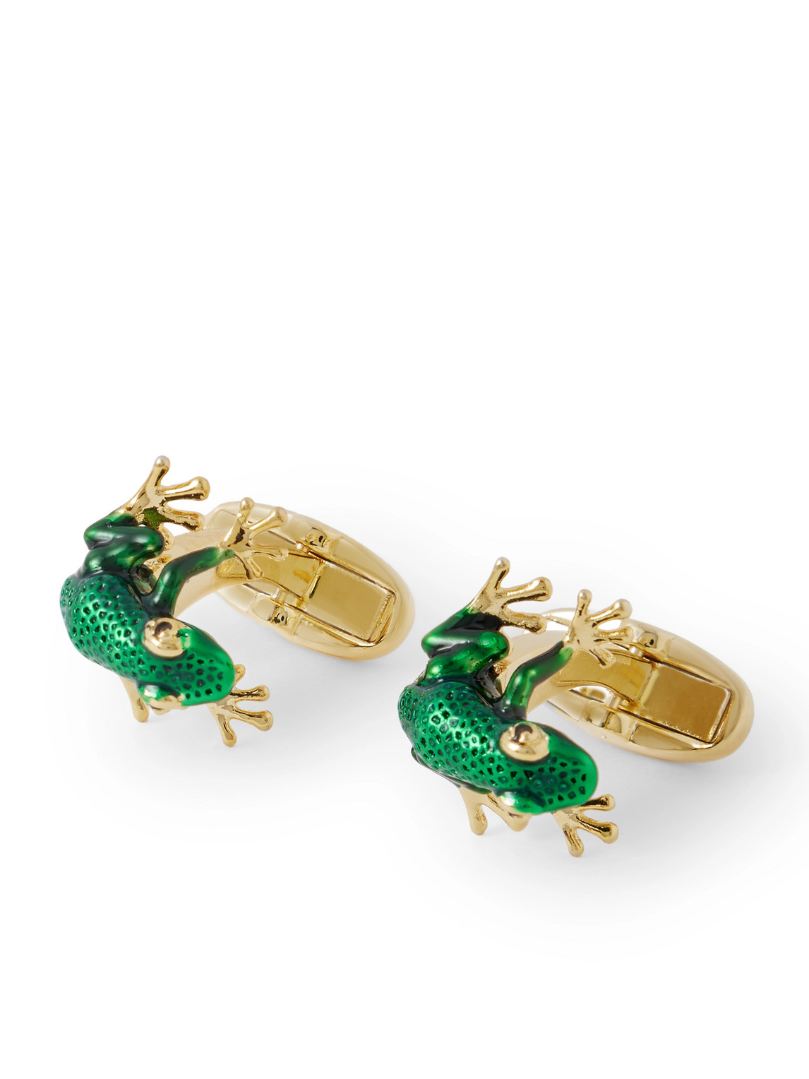 Paul Smith Frog Gold-tone Enamel Cufflinks In Green