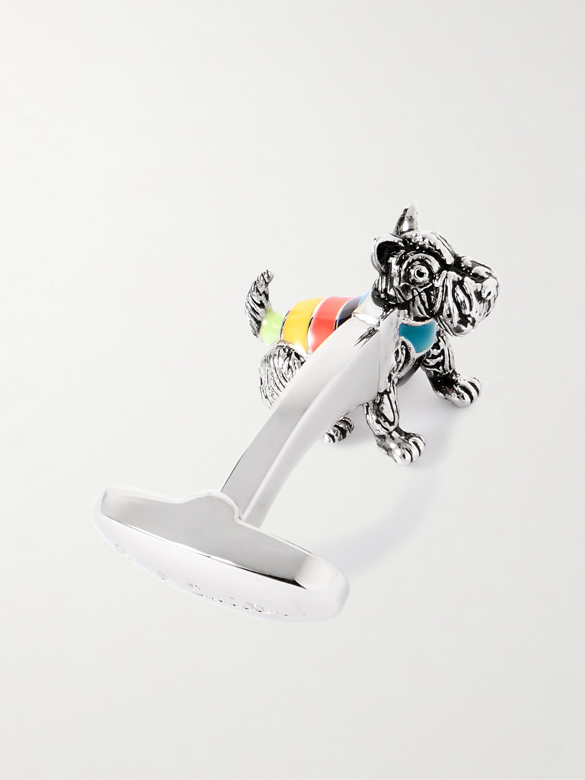 Paul Smith Dog Silver-tone Enamel Cufflinks In Silver