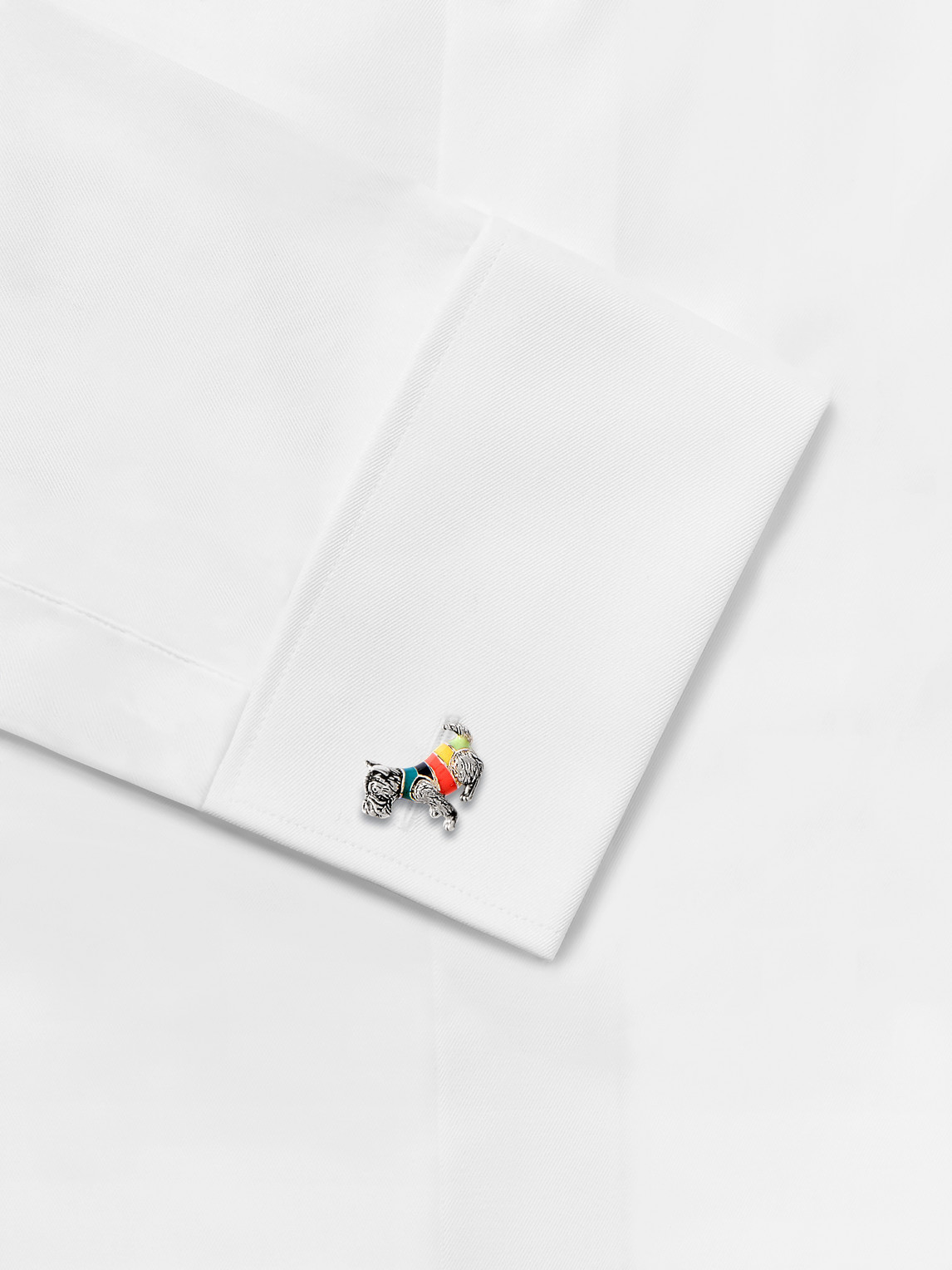 Paul Smith Dog Silver-tone Enamel Cufflinks In Silver