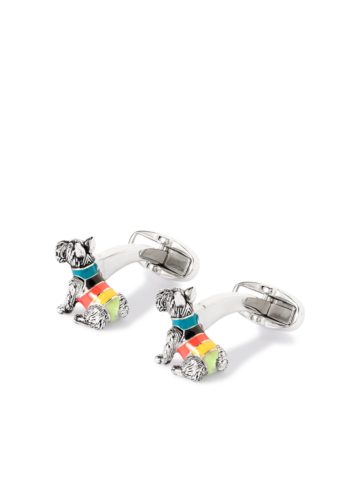Paul Smith Dog Silver-tone Enamel Cufflinks In Multi