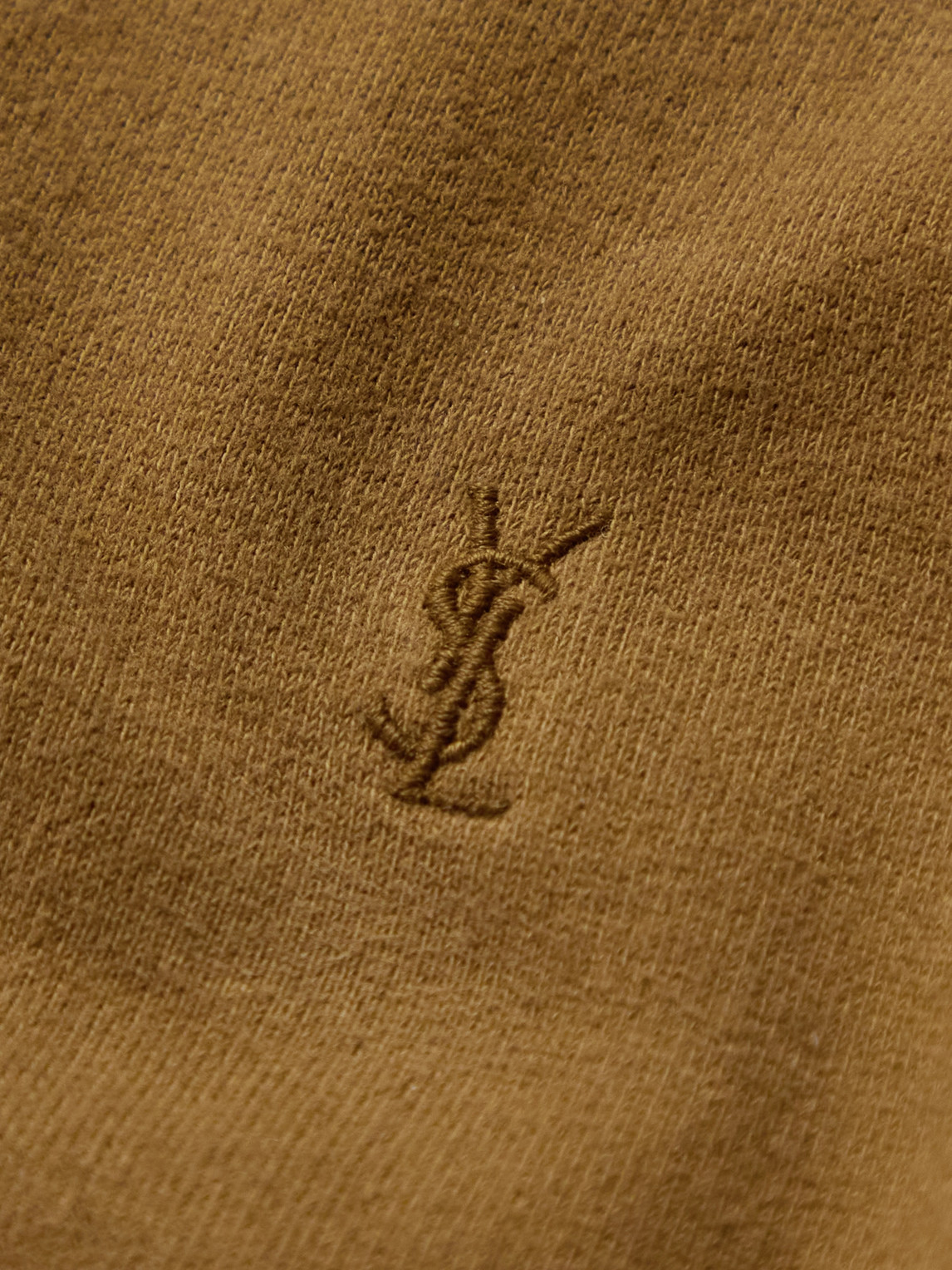 Saint Laurent Logo-embroidered Cotton-jersey Sweatshirt In Brown