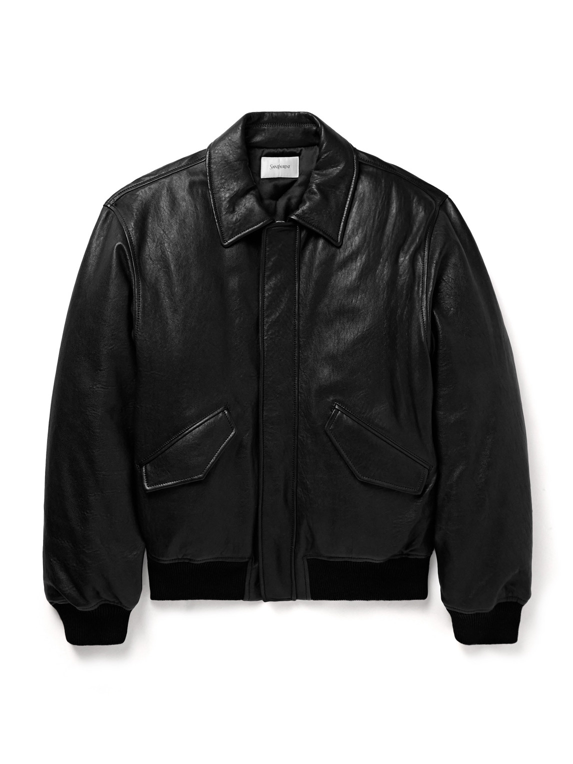 Saint Laurent Leather Blouson Jacket In Black