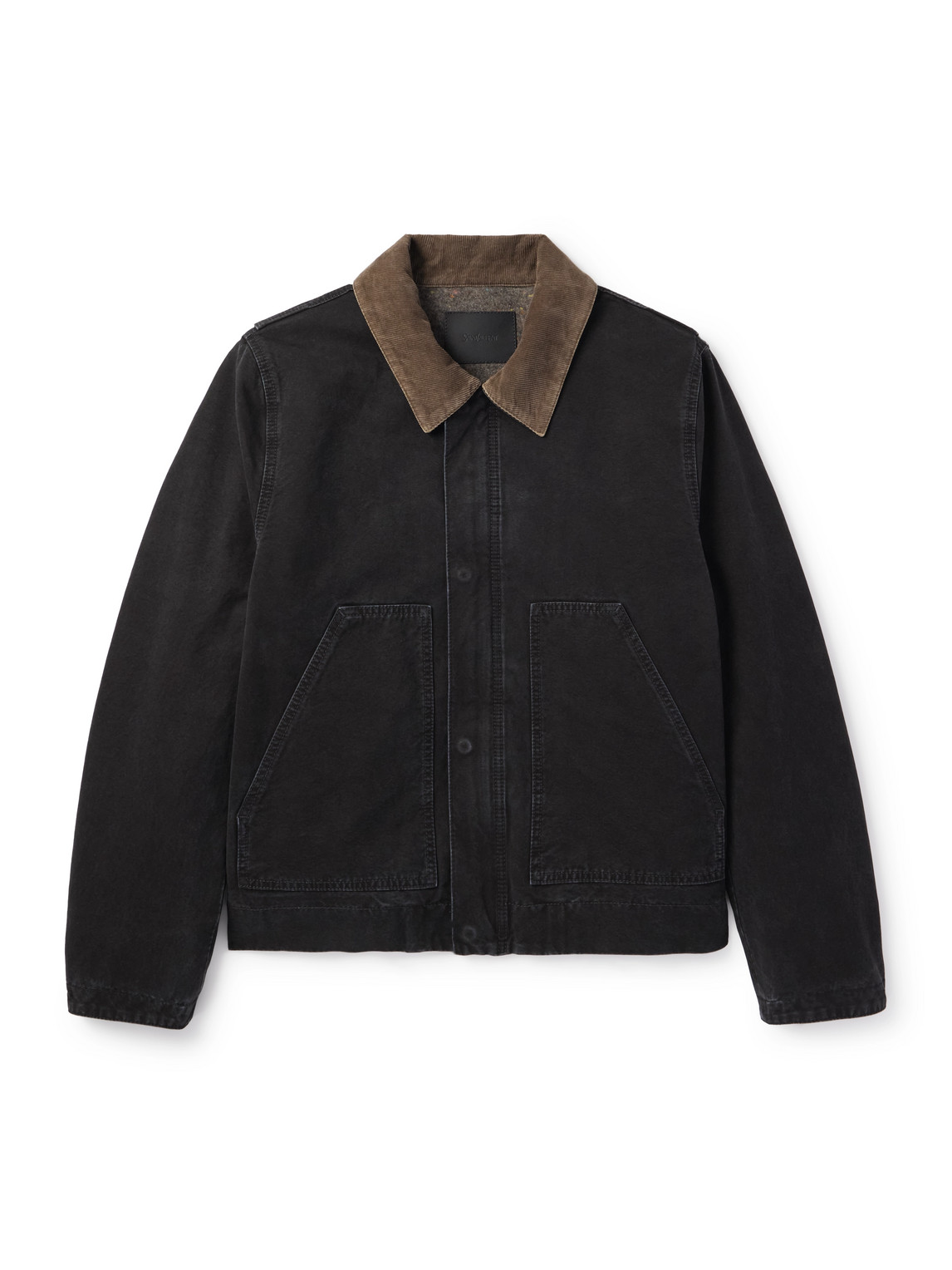 Saint Laurent Corduroy-trimmed Cotton-canvas Jacket In Black