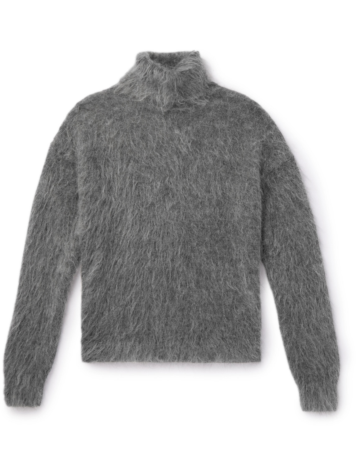Saint Laurent Mohair-blend Rollneck Sweater In Gray