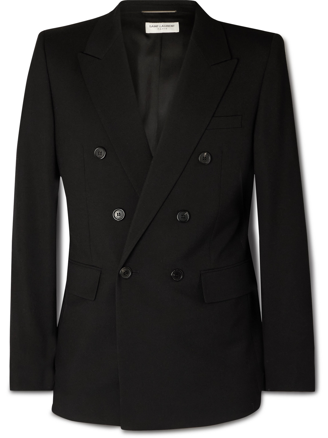 Saint Laurent Double-breasted Wool-gabardine Blazer In Black
