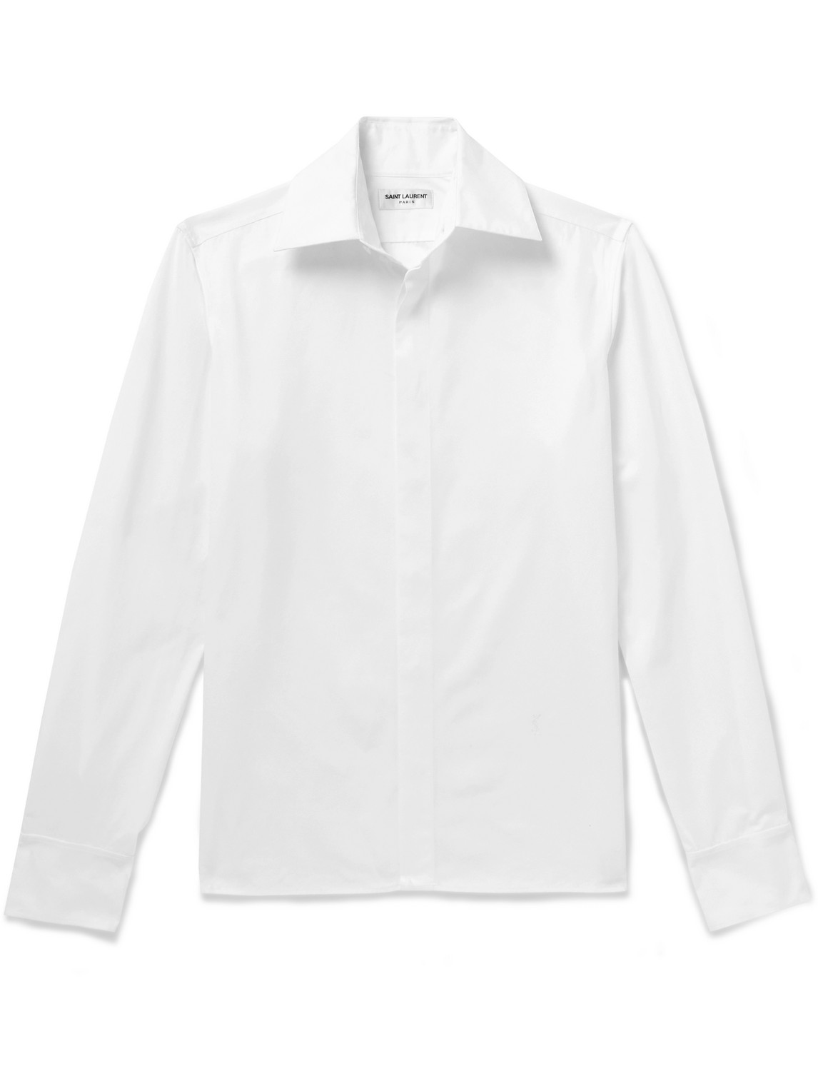 Saint Laurent Logo-embroidered Cotton Shirt In White