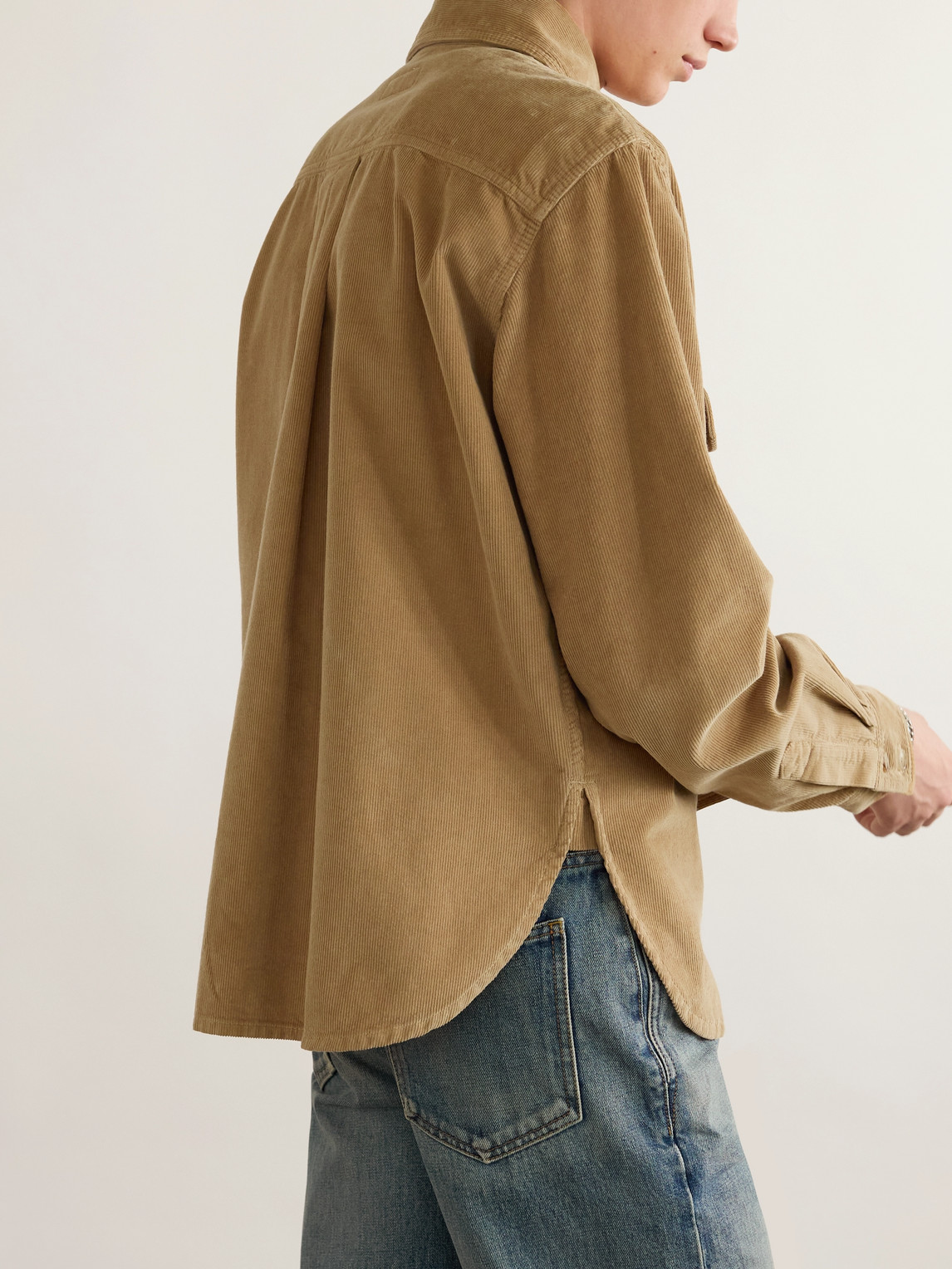 Saint Laurent Cotton-corduroy Overshirt In Brown