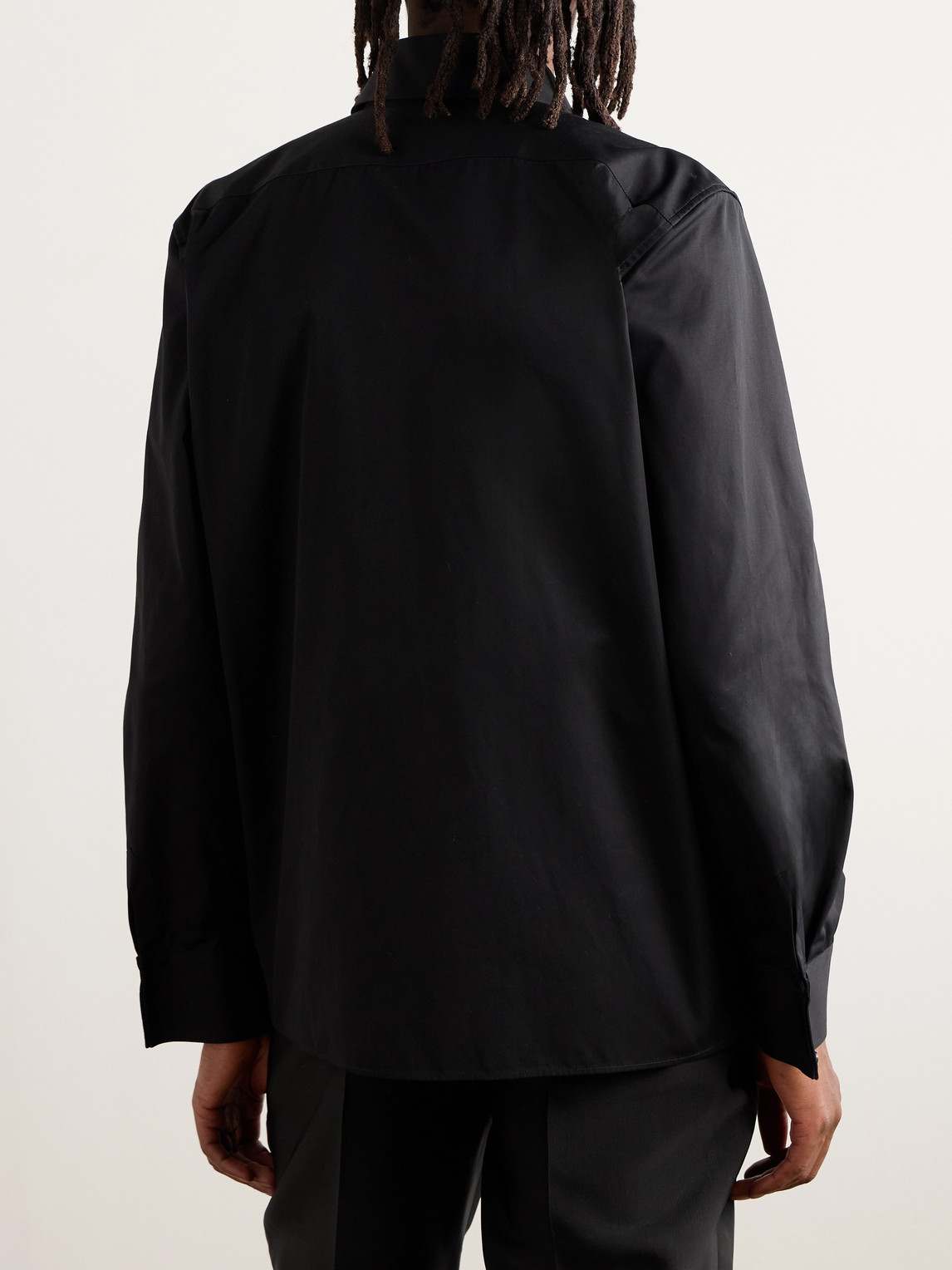 Saint Laurent Logo-embroidered Cotton Shirt In Black