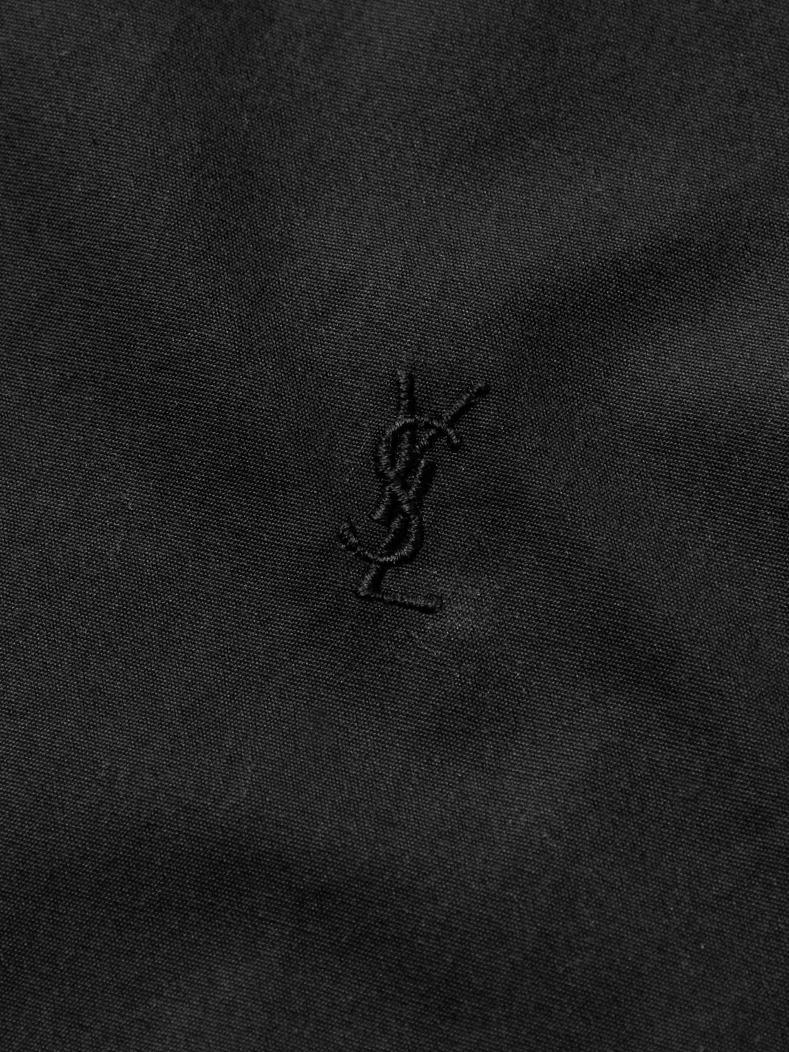Saint Laurent Logo-embroidered Cotton Shirt In Black