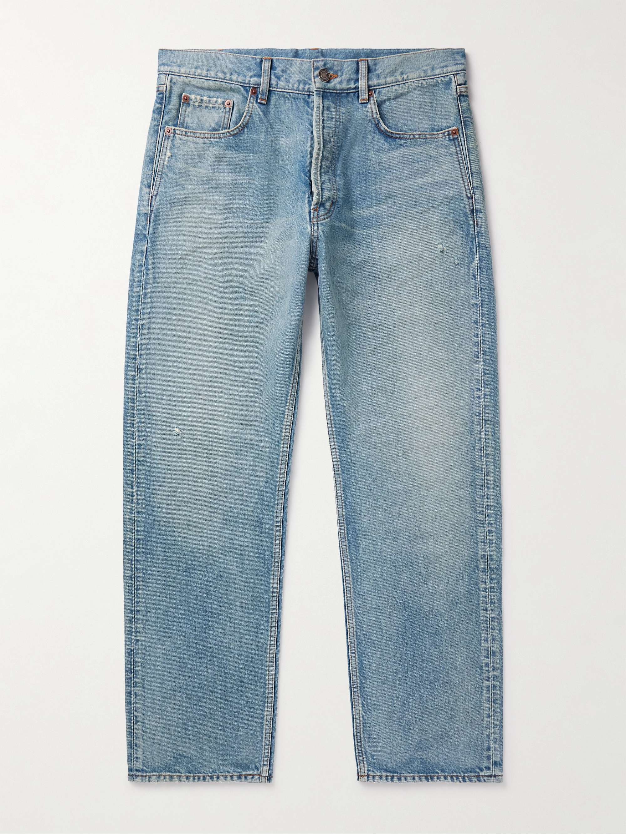 Saint laurent distressed skinny jeans hotsell