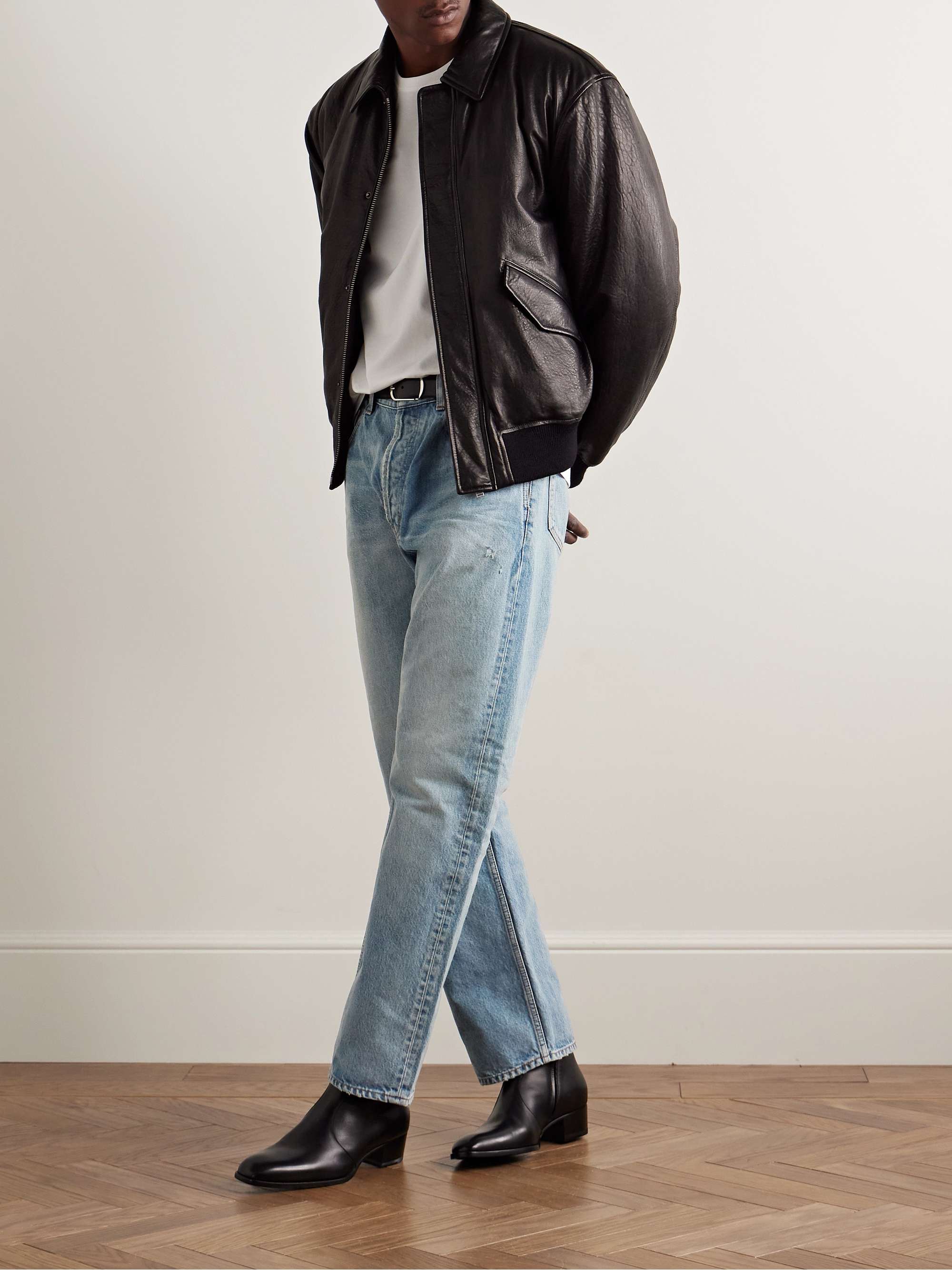 Saint laurent leather jeans clearance