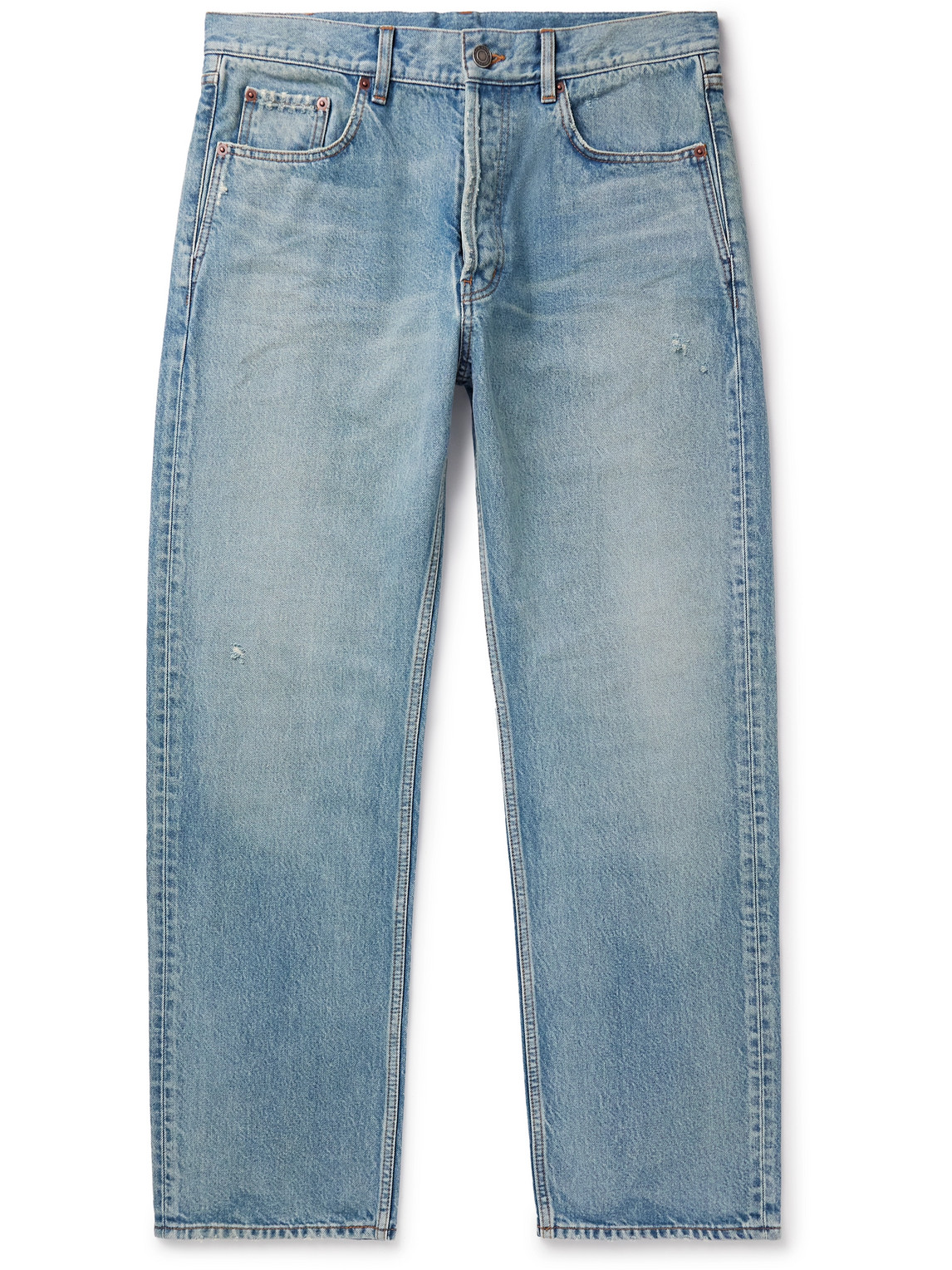 Saint Laurent Straight-leg Distressed Jeans In Blue