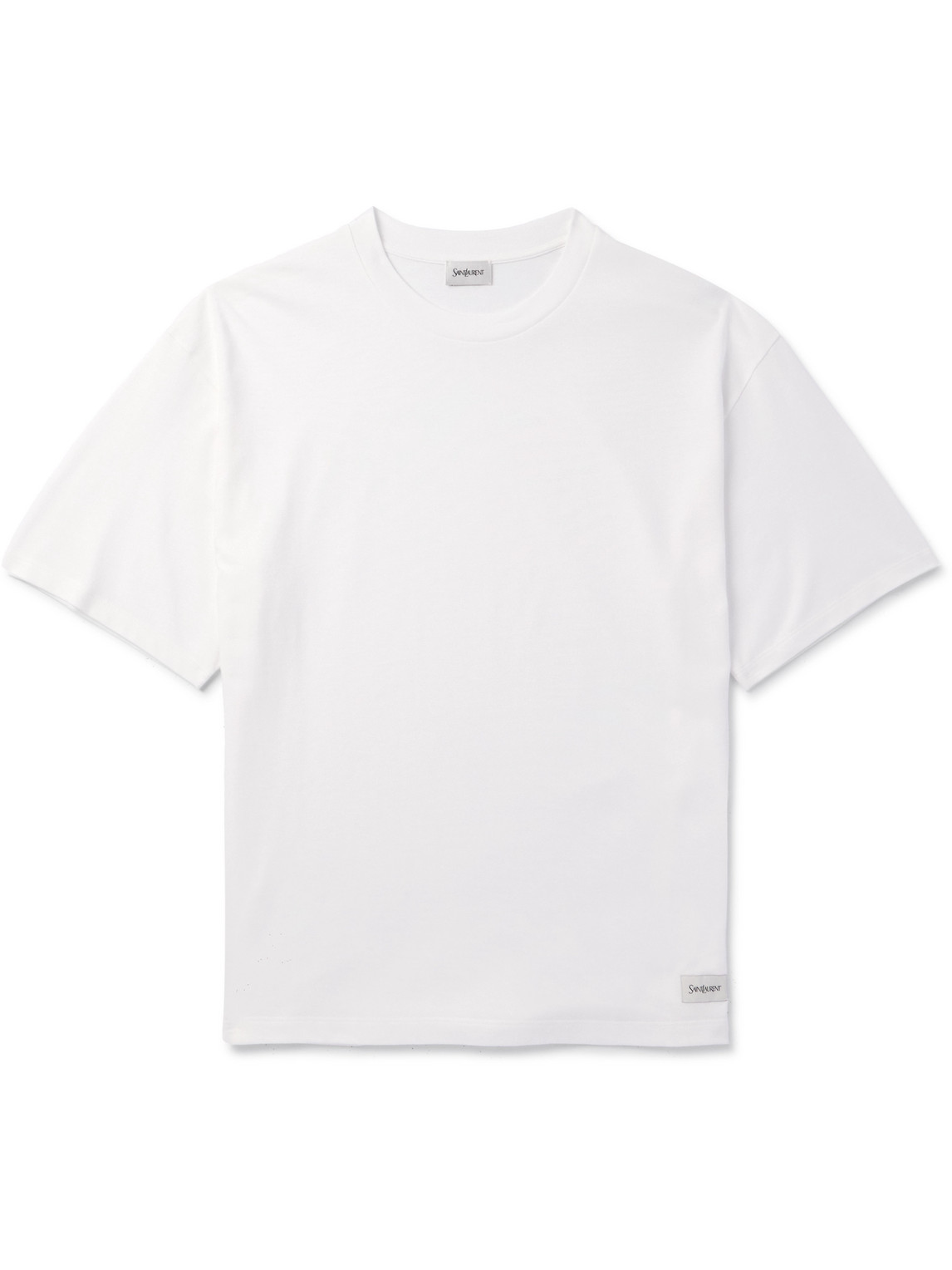 Saint Laurent Logo-appliquéd Cotton And Modal-blend Jersey T-shirt In White