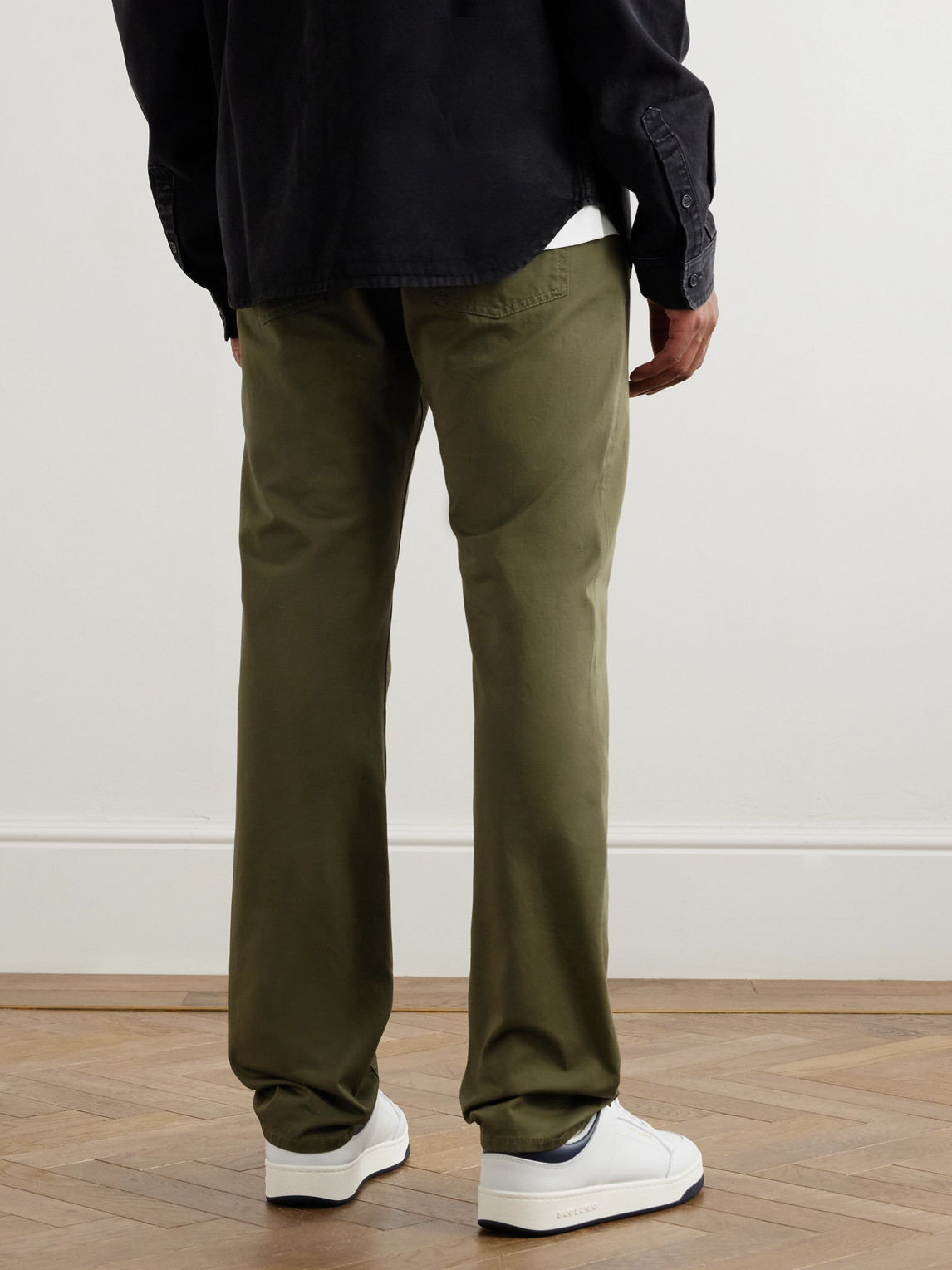Saint Laurent Slim-fit Cotton-twill Trousers In Green