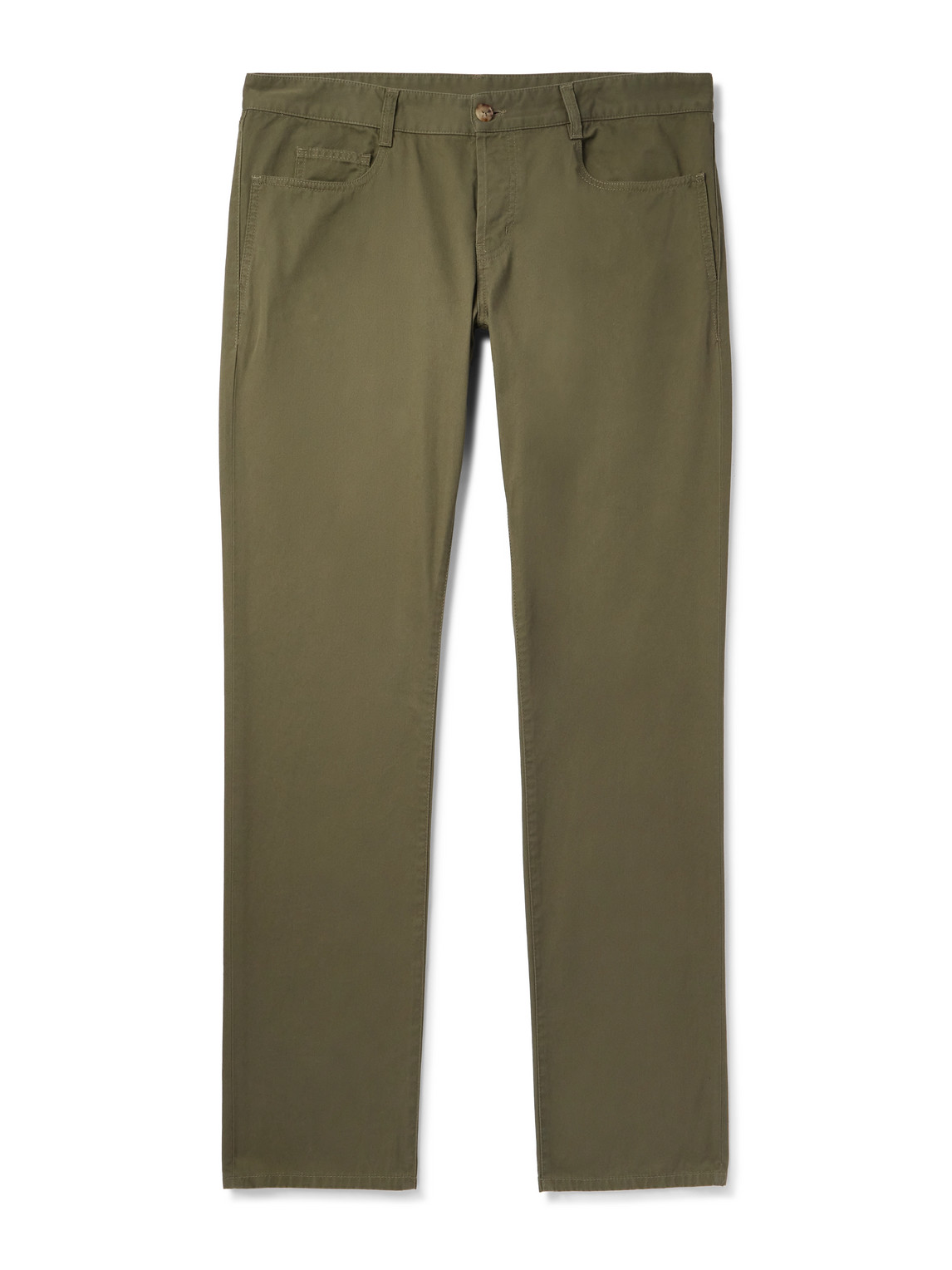Saint Laurent Slim-fit Cotton-twill Trousers In Green