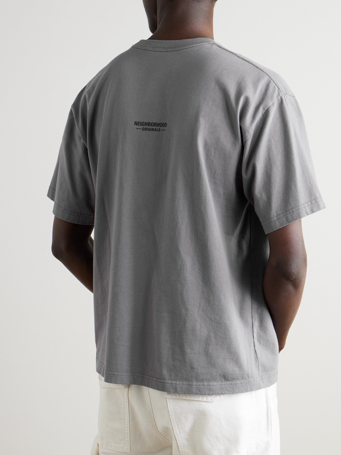 Shop Neighborhood Logo-print Cotton-jersey T-shirt In Gray