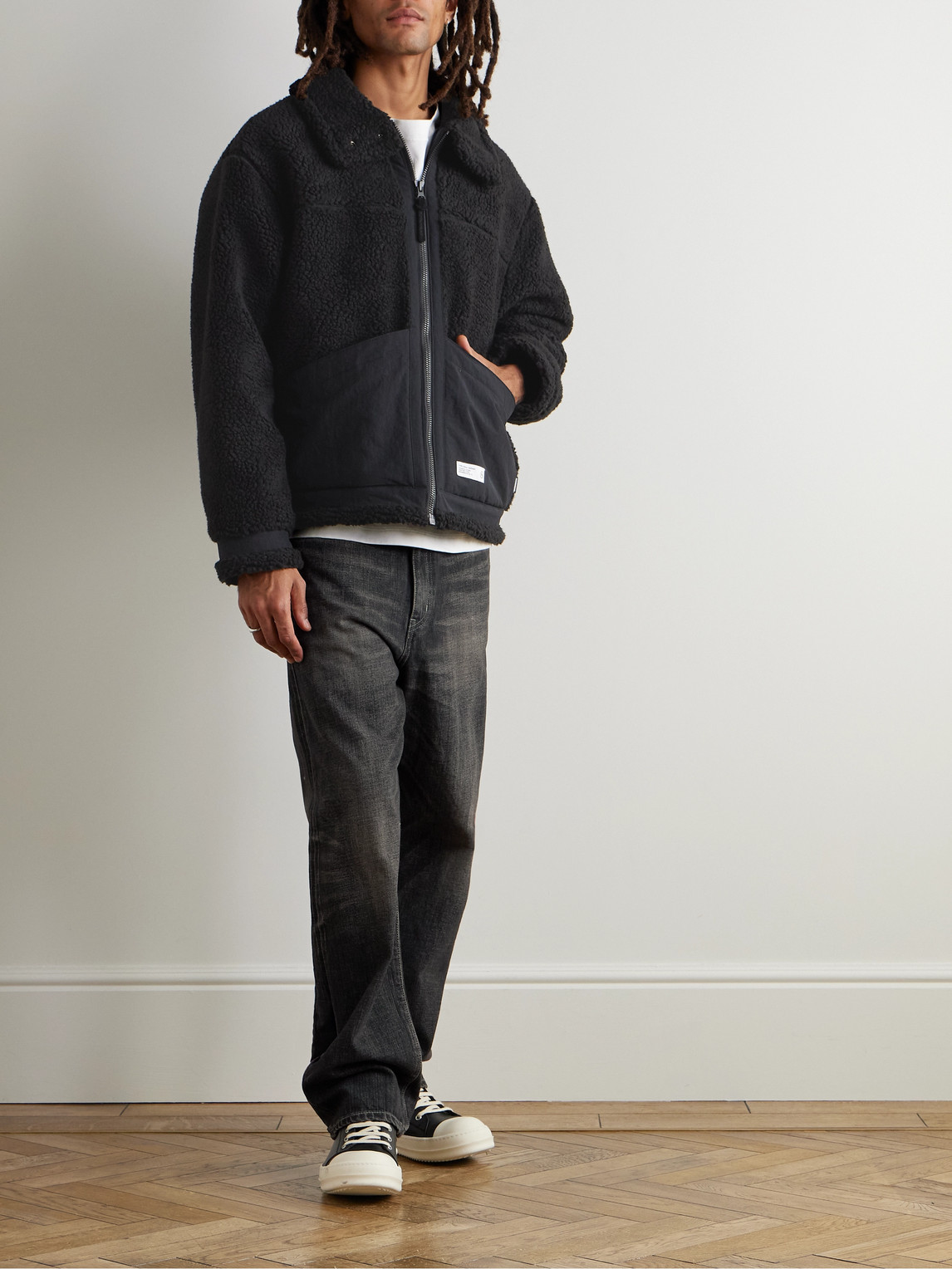 NEIGHBORHOOD B-3 SHELL-TRIMMED FLEECE JACKET