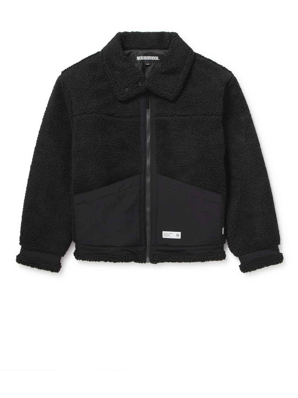 Neighborhood Logo-print Faux-fur Jacket In Black