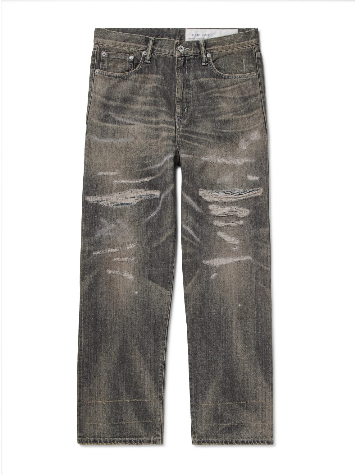 Neighborhood Savage Straight-leg Distressed Selvedge Jeans In Gray