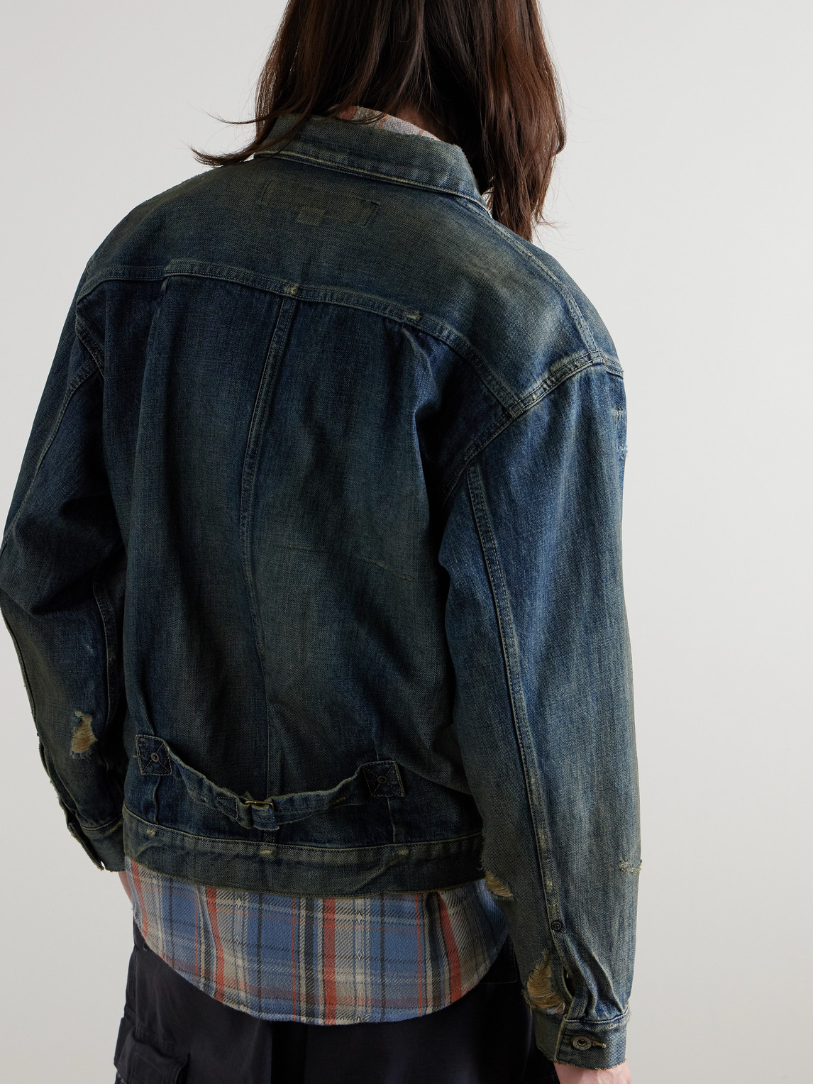 Shop Neighborhood Savage Type-1 Distressed Denim Jacket In Blue