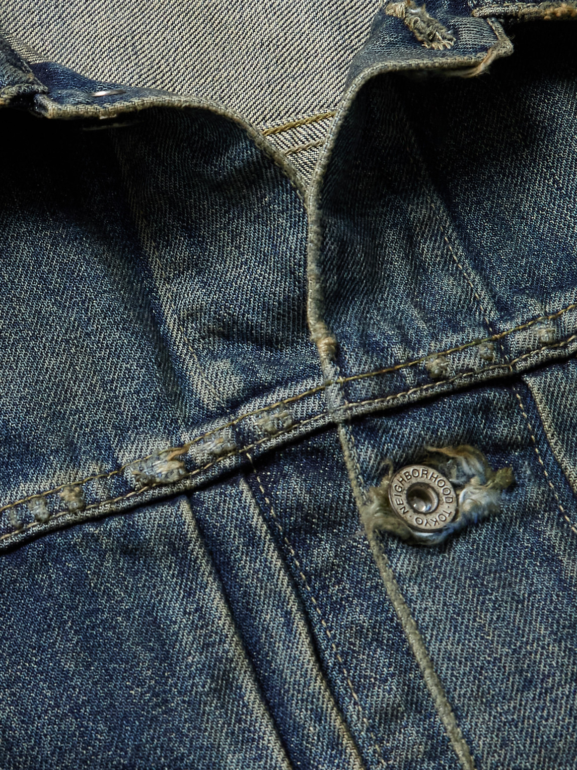 NEIGHBORHOOD SAVAGE TYPE-1 DISTRESSED DENIM JACKET
