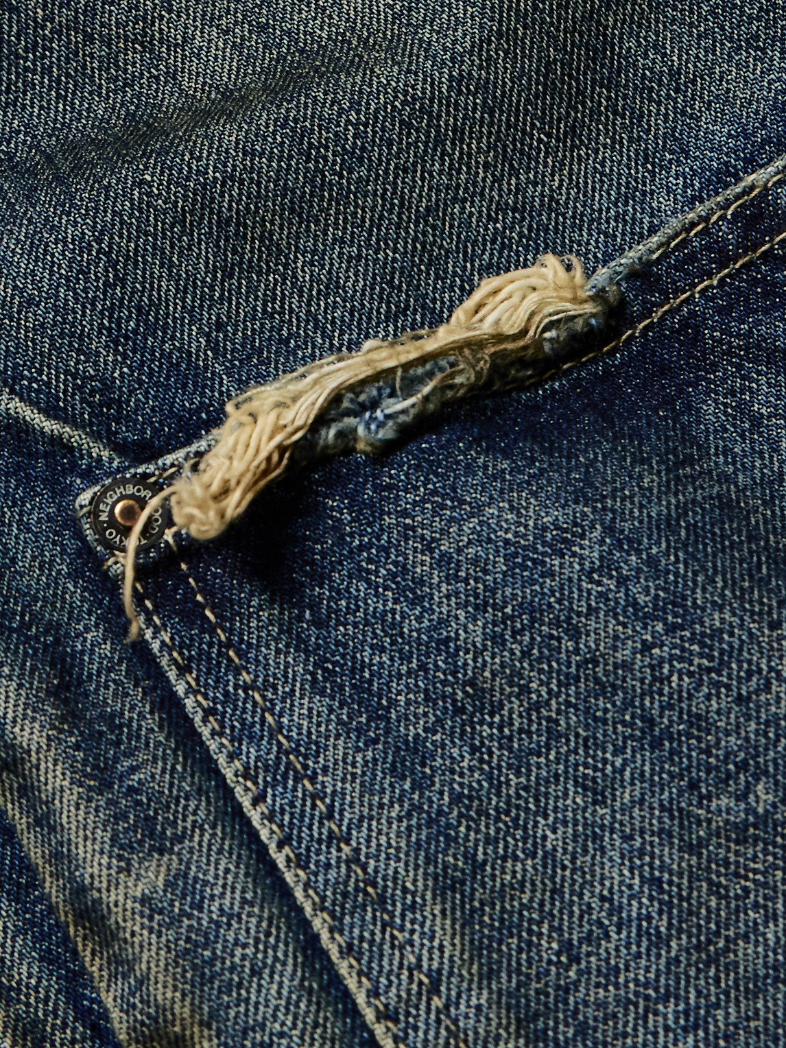 Shop Neighborhood Savage Type-1 Distressed Denim Jacket In Blue