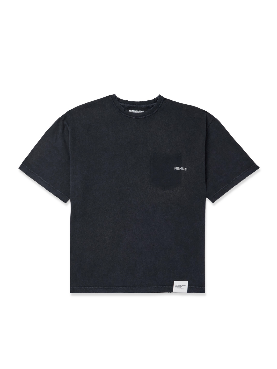 Neighborhood Savage Distressed Logo-print Cotton-jersey T-shirt In Black