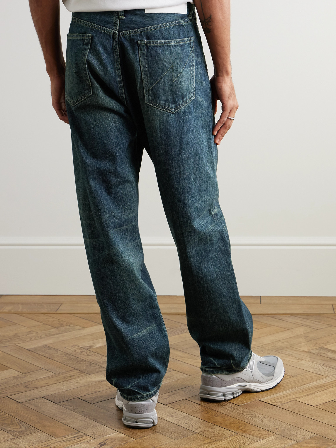 Shop Neighborhood Dp Basic Straight-leg Selvedge Jeans In Blue